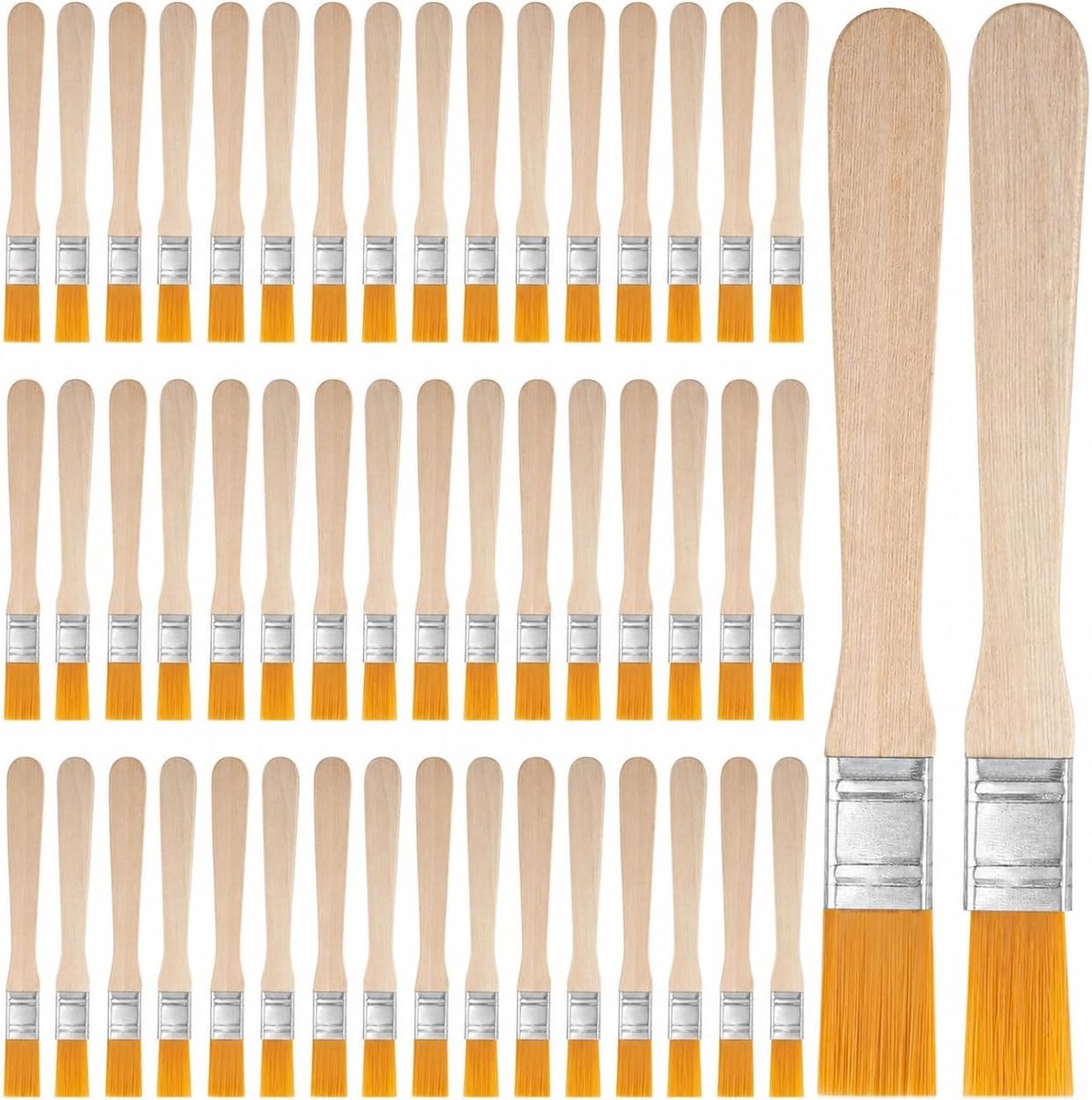 Platte penselenset, kleine borstelharen 1,2/1,5 cm met houten