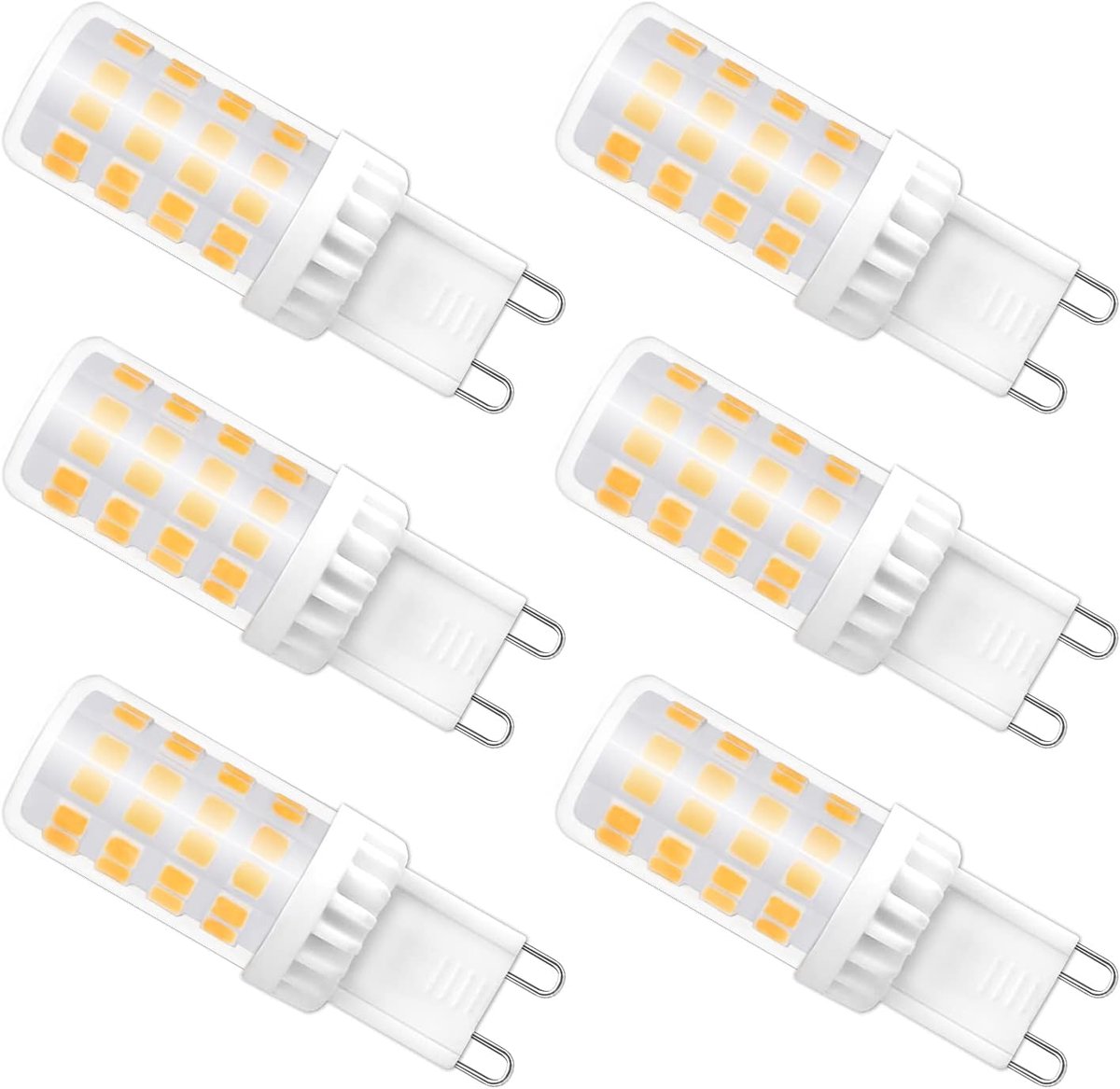 6 Stuks G9 5W LED-Lamp, Equivalent 50W Halogeenlampen, Koud Wit 6000K, AC220-240V, 500Lm, Energiebesparend, G9 Standaard Basis, Flikkervrij, Niet Dimbaar, voor Binnen en Buiten Decoratieverlichting