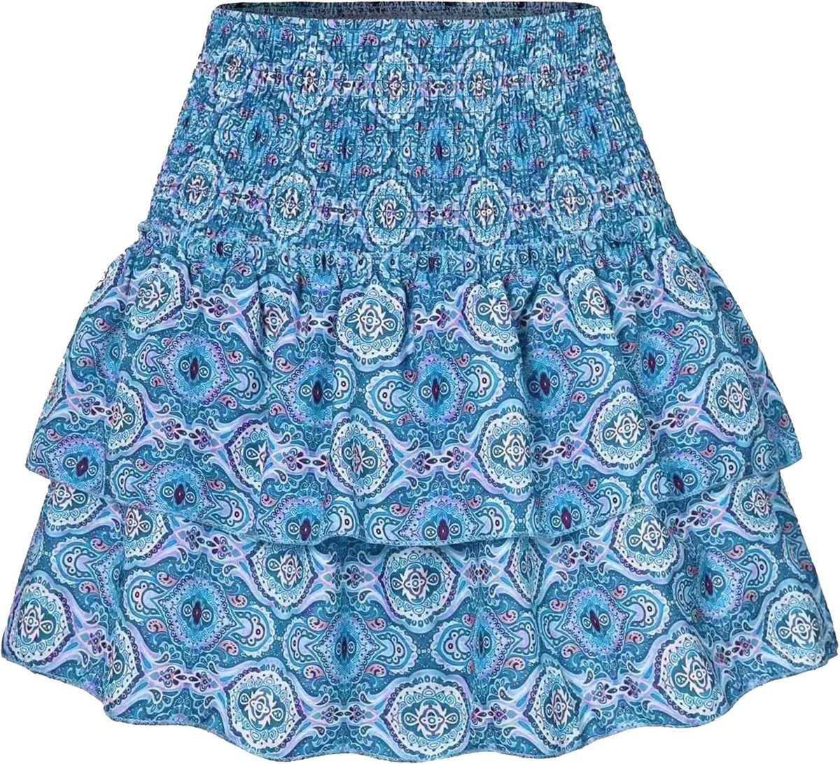 Minirok voor dames, hoge taille, ruches, 2-in-1, sexy bovenstuk voor party, strand, vakantie