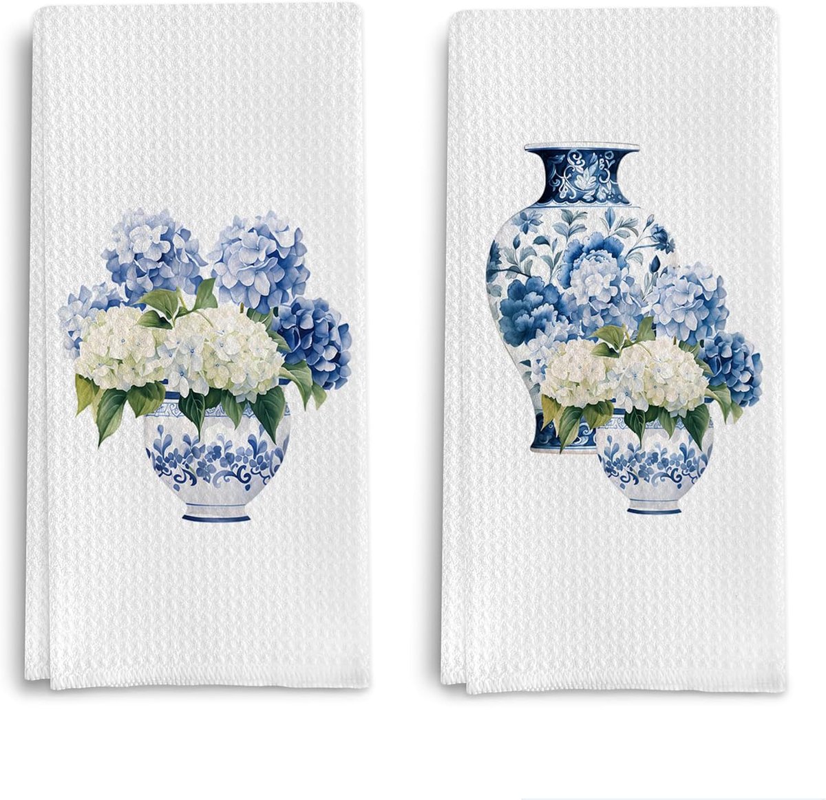 2 Stuks Blau Witte Porseleinen Keuken Handdoeken Hortensia Bloemen Theedoeken voor de Keuken Chinoiserie Decoratie Handdoeken voor 46 * 66cm