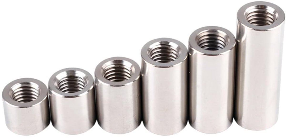 Ronde Moeren M10 x 40 mm - Schroefhulzen Koppelmoeren Connector Roestvrij Staal 304 Binnendraad voor Huisdecoratie Mechanische Apparatuur Industrieel, 2 Stuks