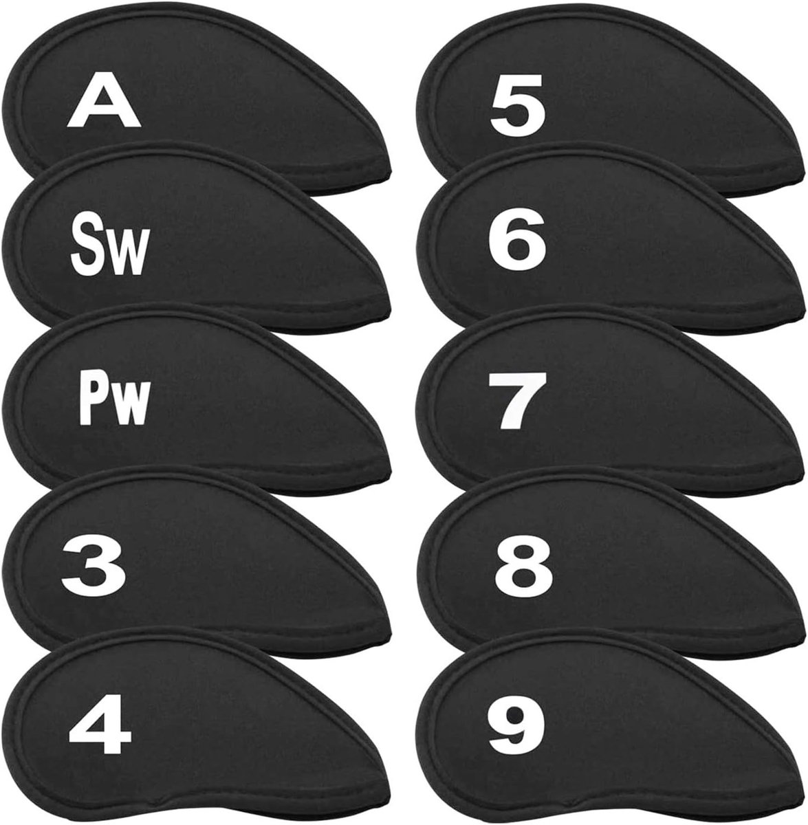 Clubs Bescherming Hoofddekselset Golfhoofdcovers met nummer Bedrukte ijzeren hoofddeksels Zwart patroon Putterhoofddeksels 10 stuks Golfclubhoofdenbeschermer Geschikt voor de meeste golfmerken