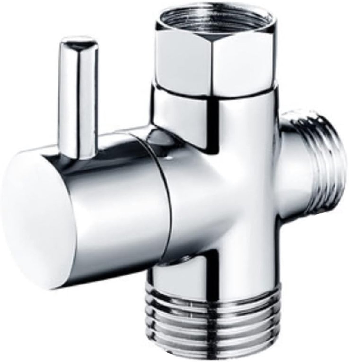 Omvormer Klep Vervanging, 3-weg T-Adapter Afsluitklep voor Douche Hoofd Arm Omschakelaar, G1/2 Vrouwelijke Inlaat x G1/2 & G3/4 Outlet
