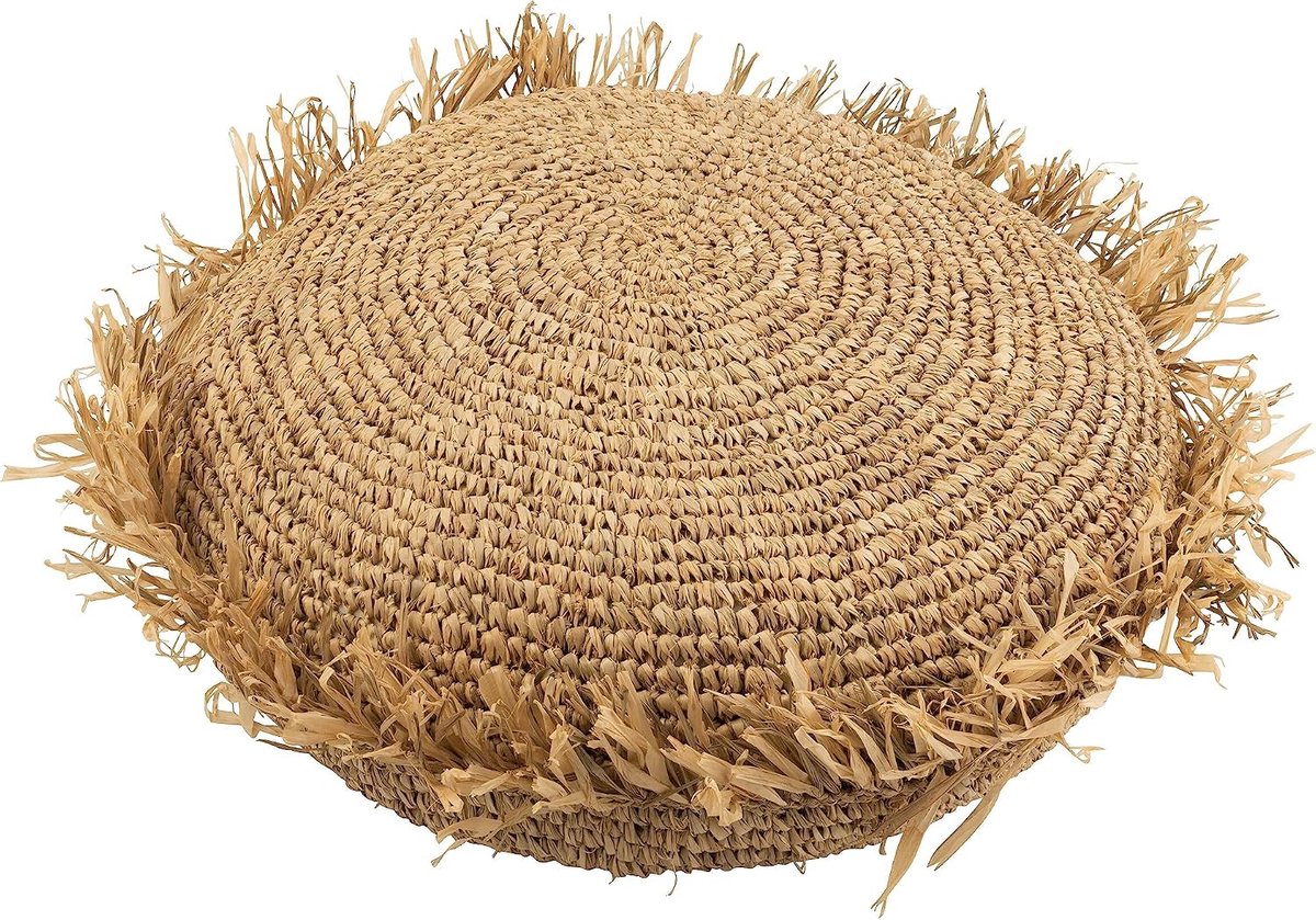 Rond kussen Raphia Naturel