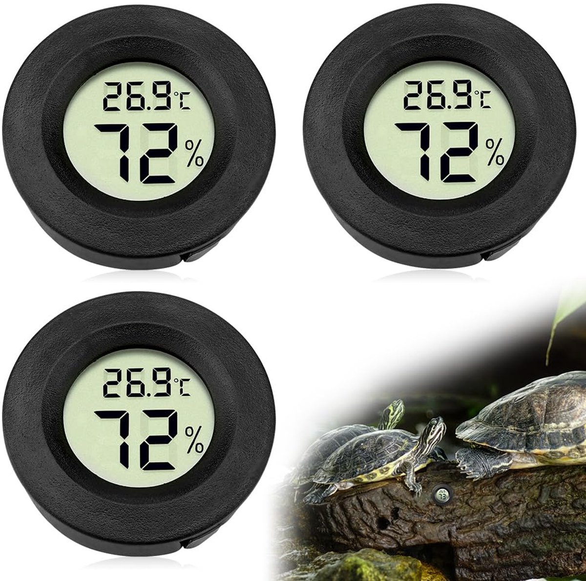 hygrometer, thermometer, lcd-digitale hygrometer, thermometer, mini-lcd-display, digitale thermometer, temperatuur voor humidore, glazen, incubatoren, broeikas, kelder, zwart