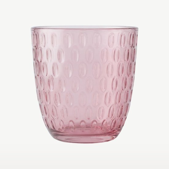 Verre rose avec un relief de formes ovales, 29 cl.