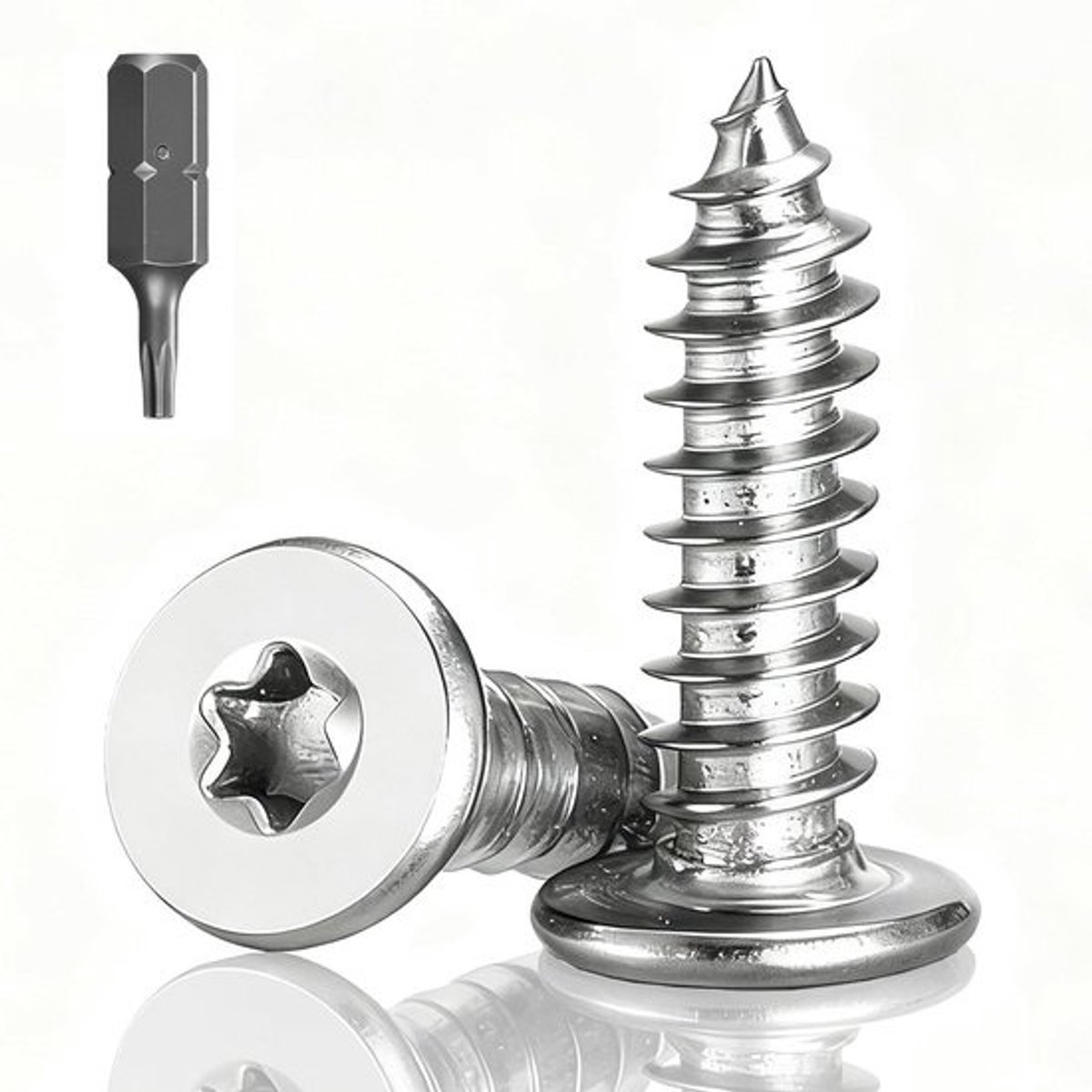 100x RVS Houtschroeven M5x30mm Platte Kop Torx Verzonken Volledig Draad