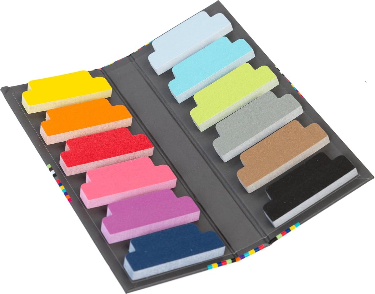 Sticky Tab Markers - plakstrips, zelfklevende notitieblaadjes elk 40 notitieblaadjes in 12 kleuren, formaat 5 x 2 cm