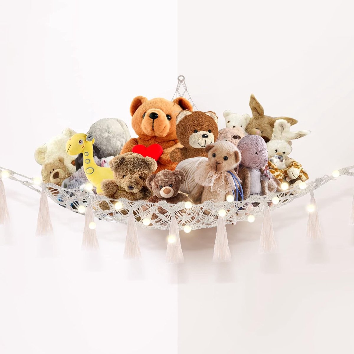 Knuffeldier opslag net hangend organizer kinderkamer knuffeldier speelgoed hangmat voor teddy hoekspeelgoed net voor slaapkamer wit