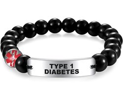 ID-armband roestvrij staal Bend Brand ID voor mannen vrouwen obsidiaan medische waarschuwing kralen armband gepersonaliseerde aangepaste sieraden cadeau