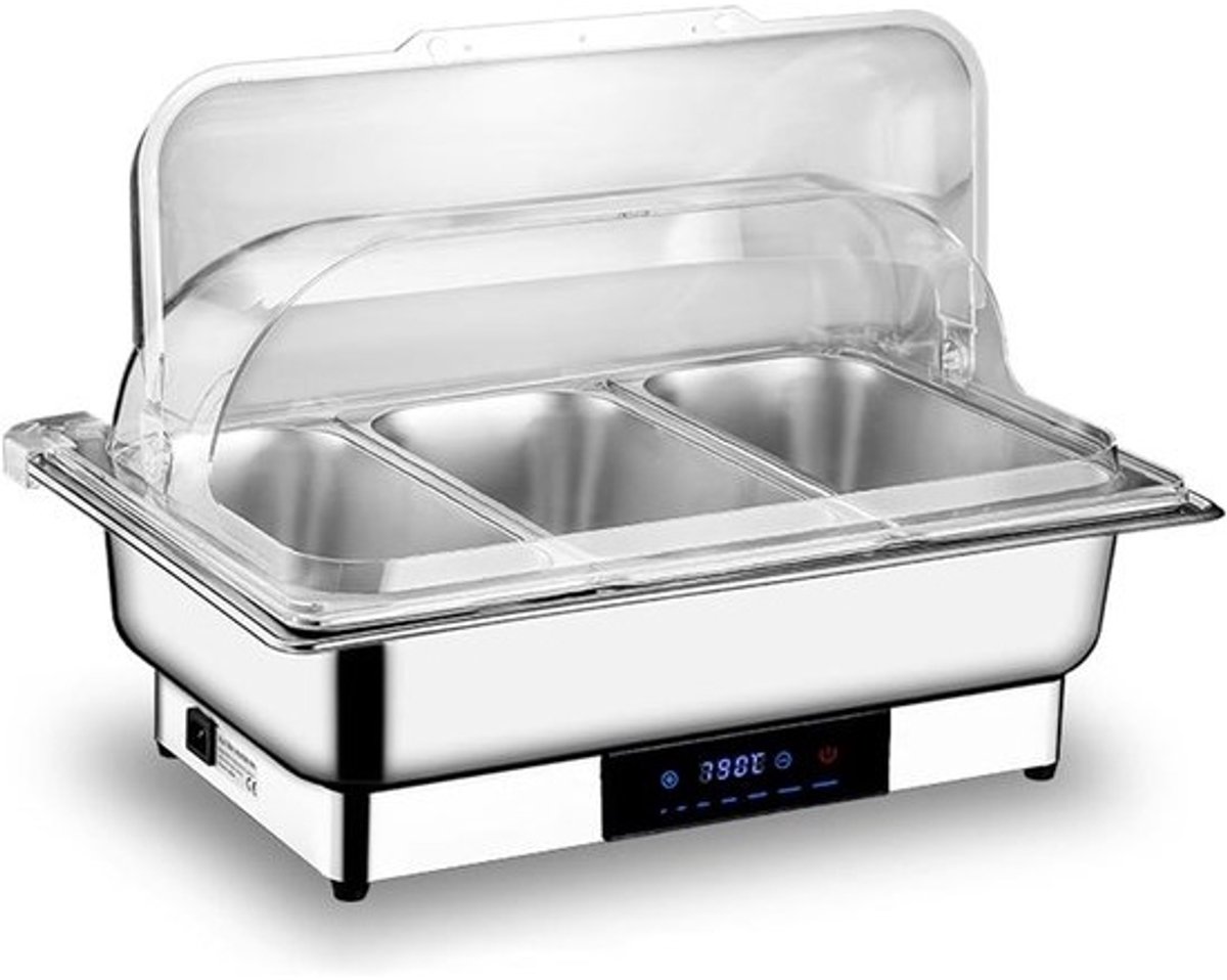 Elektrische Buffetwarmer - Voedselwarmer Kit - Buffetten Warm Houden - Temperatuurregeling Display - 13.5L 1/3 Size - Zilverkleurig