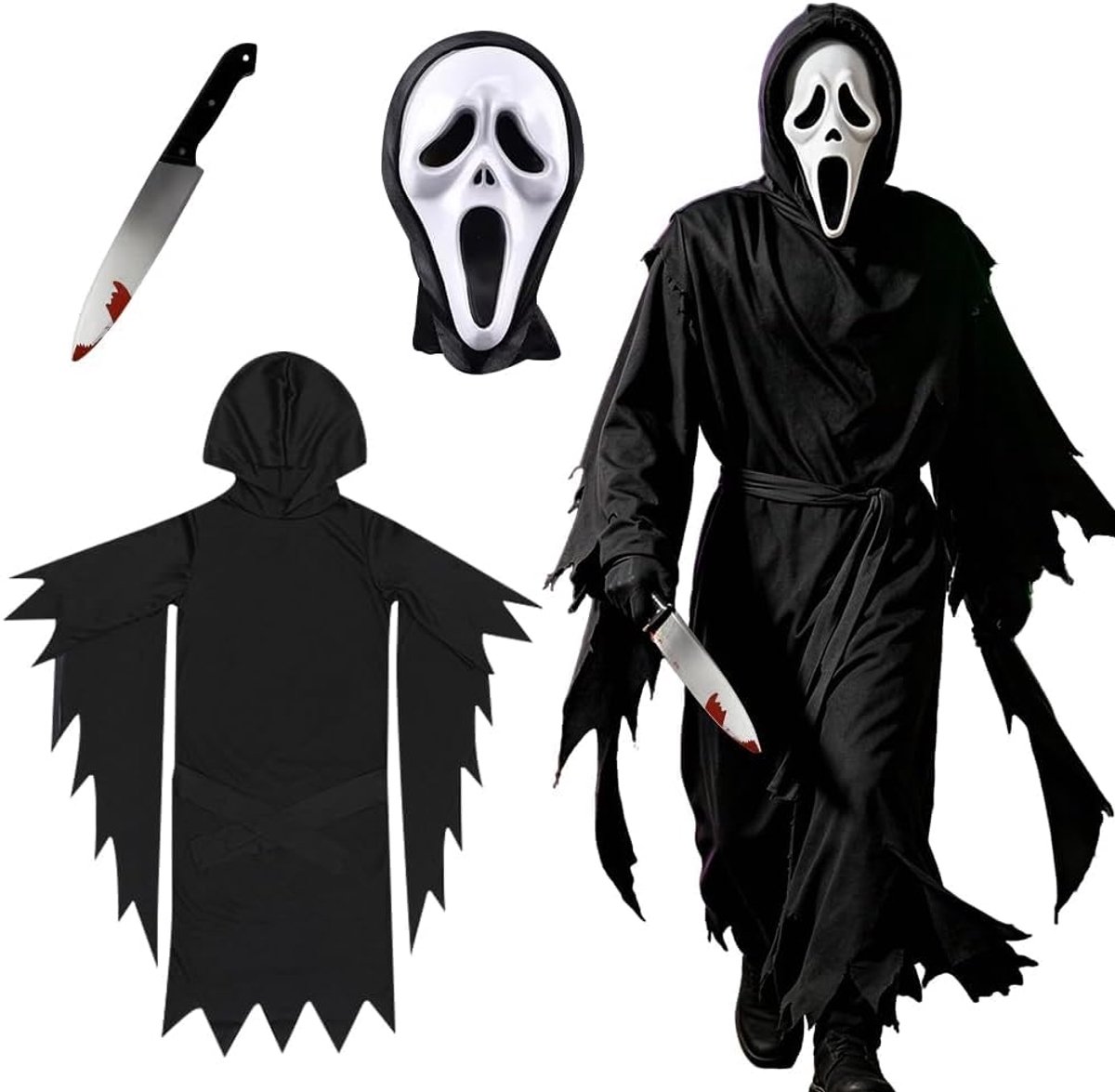 Hein kostuum, Halloween cosplay outfit met gewaad, masker