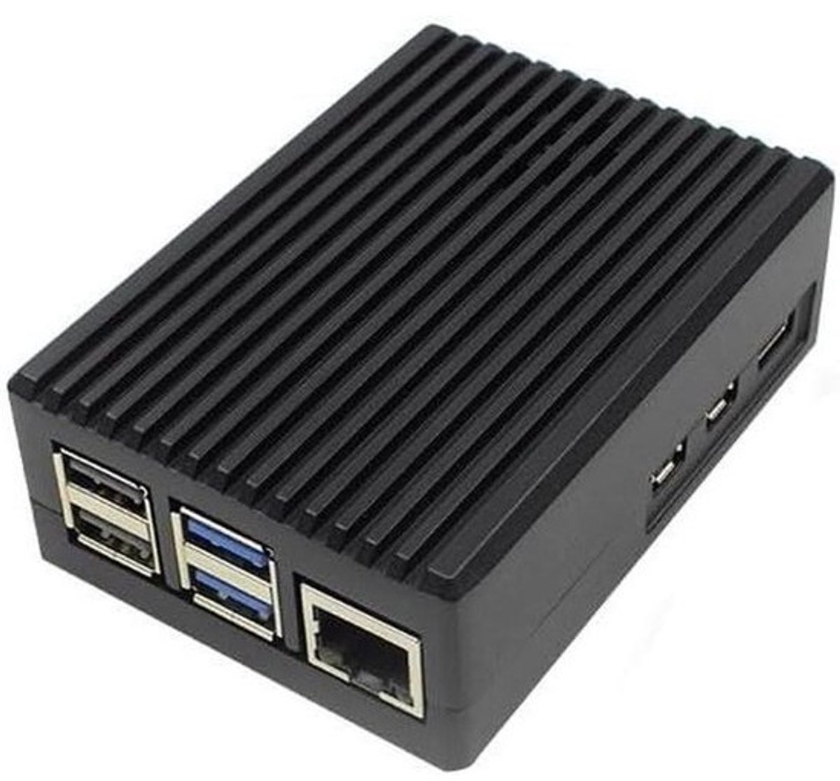 Beschermhoes Raspberry Pi - Aluminium Case - Passieve Koeling - Stille Werking - 89x64x33 mm - Zwart