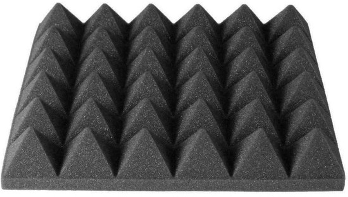 Akoestische Panelen - Geluidsisolatie Schuim - Geluidsverbetering Ruimte - Hoge Dichtheid Piramide - 25x25x5 CM - Zwart