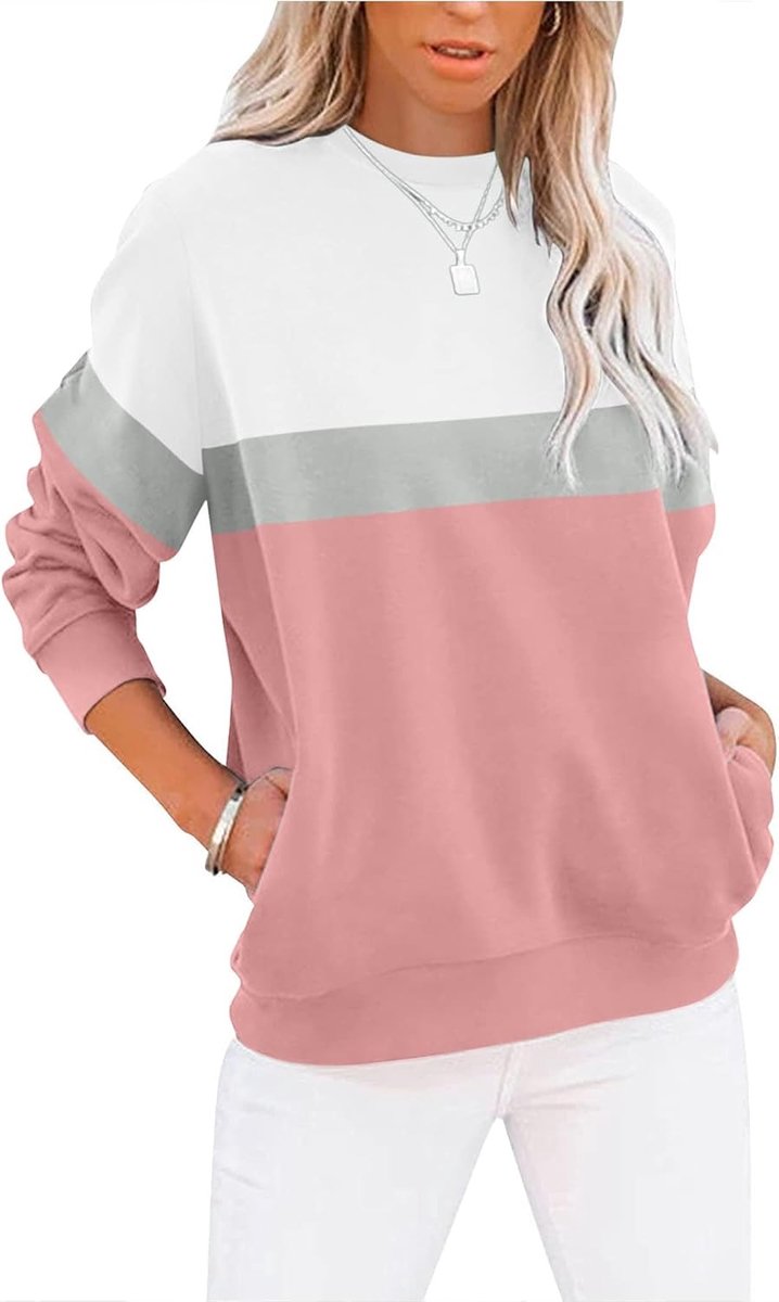 Sweatshirt Dames T-shirts Lange Mouw Ronde Hals Tops Basic Shirt Dames Tees Losse Fit Casual Comfortabel Bovendeel