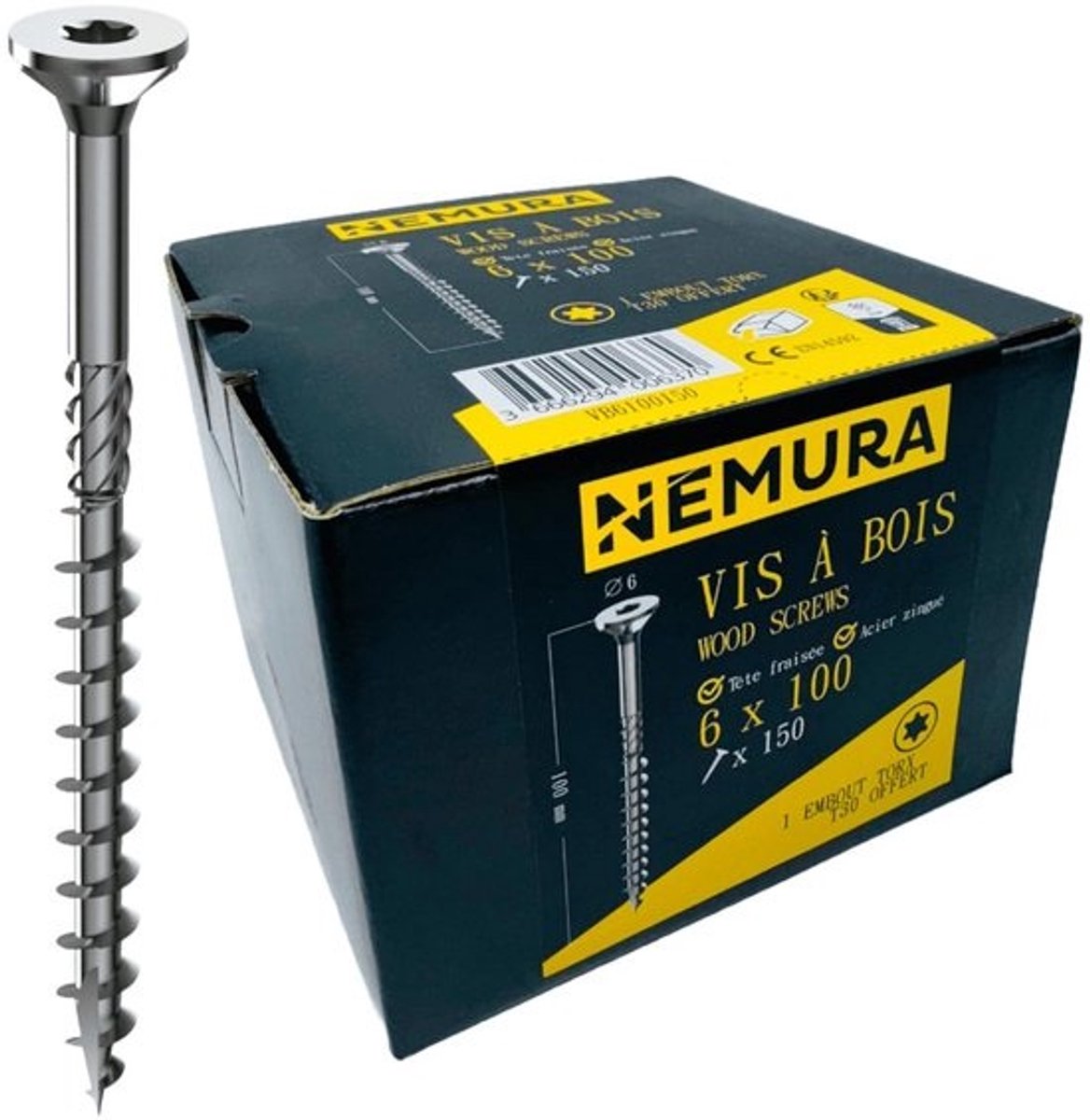 150 Houtschroeven 6x100 mm Verzinkt Staal Verzonken Kop Torx