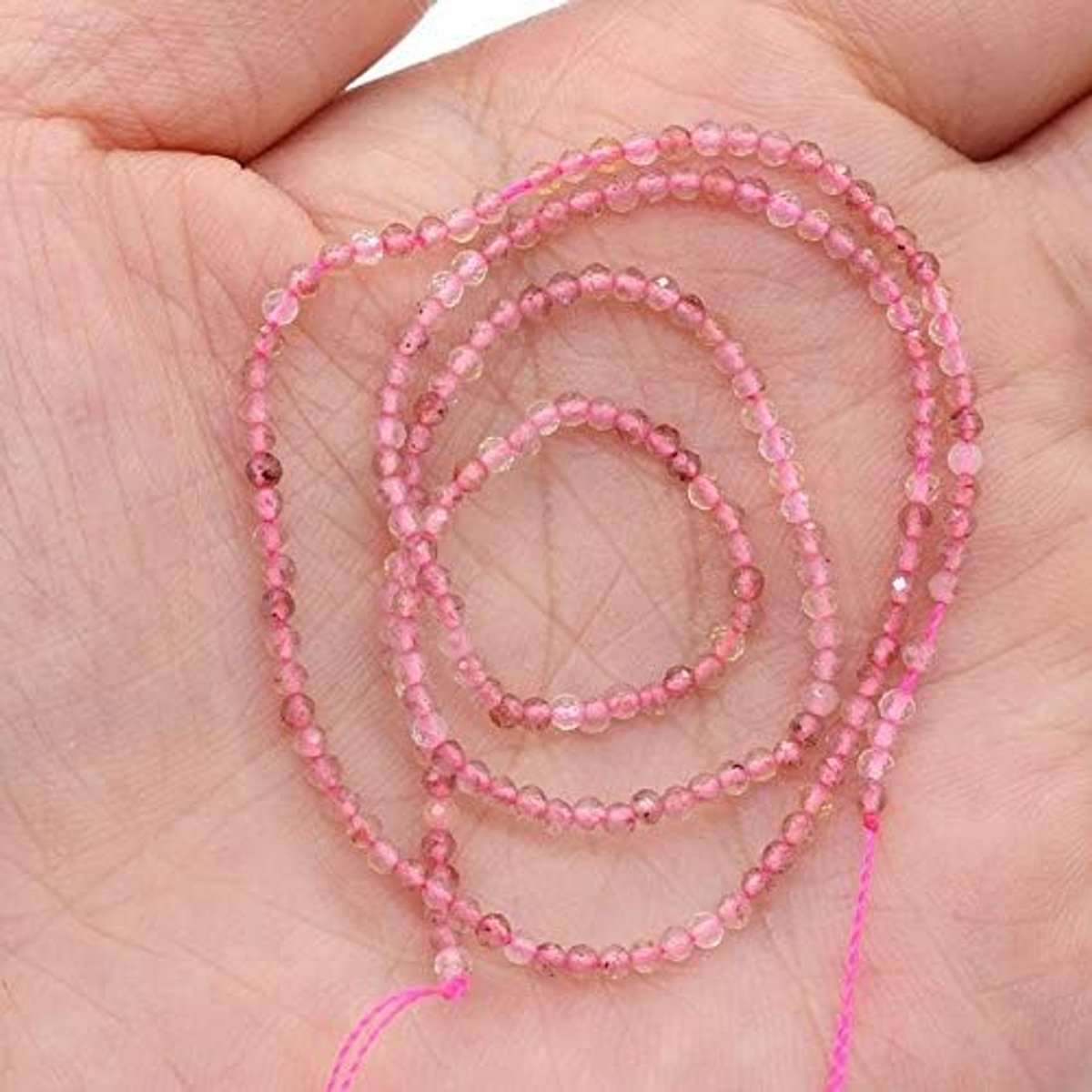 (2 strengen/Set) Natuurlijke Rode Granaat 4Mm Facet Ronde Zaad Losse Kralen Steen Voor Sieraden Ontwerp