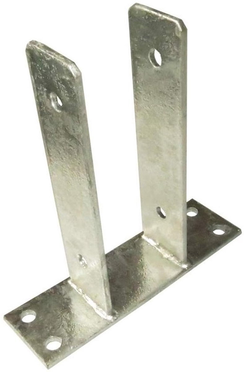 U-paaldrager - Paalhouder Grondanker - Tuinconstructies Bevestigen - Verzinkt Staal 5mm Dik - 10x10 cm - Zilver