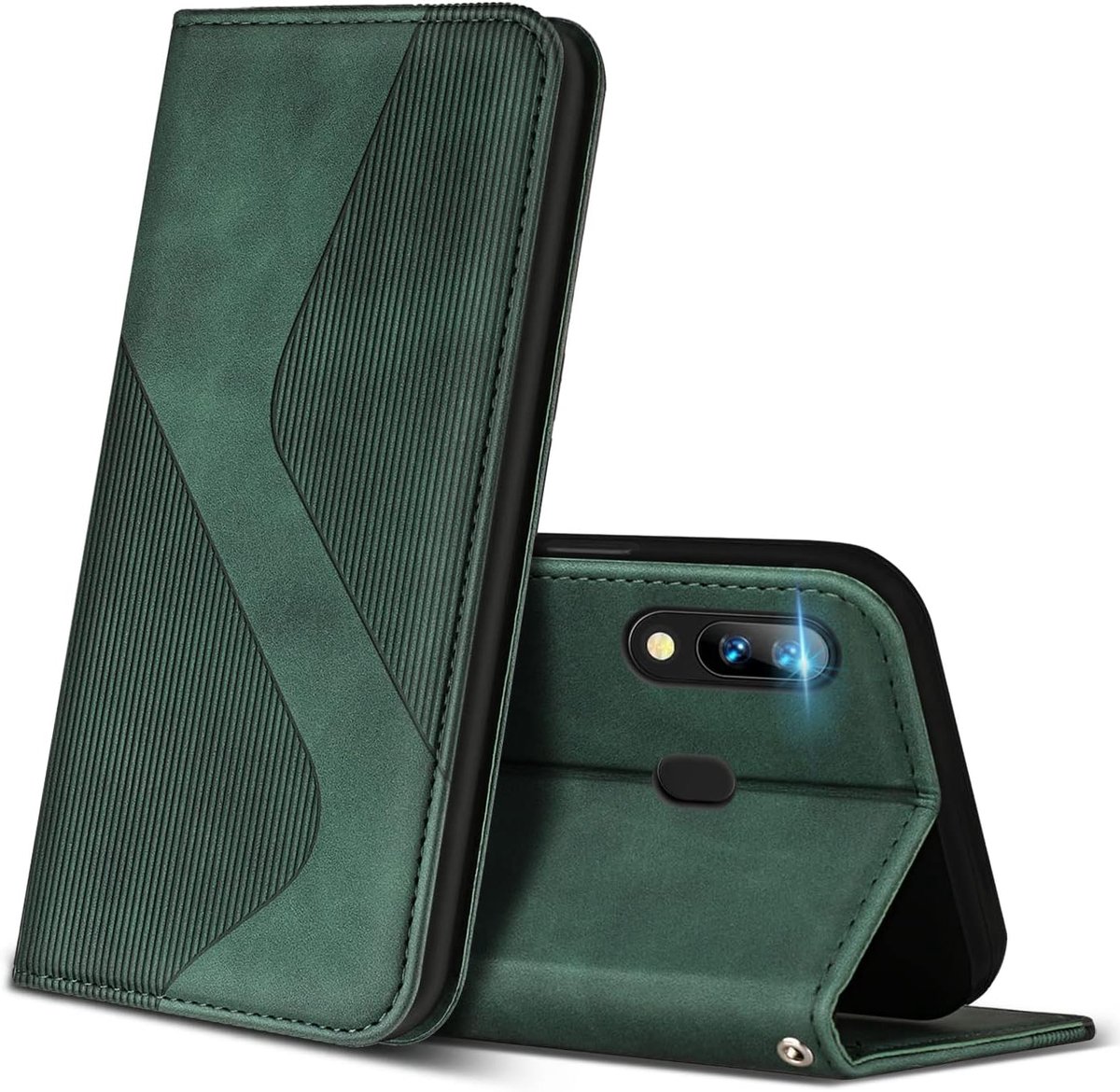 Hoesje voor Huawei P Smart 2019, PU Kunstleer Bookcase Telefoonhoesjes met [Kaartsleuven] [Stand], Flip Case Beschermhoesje voor Huawei P Smart 2019 (Groen)