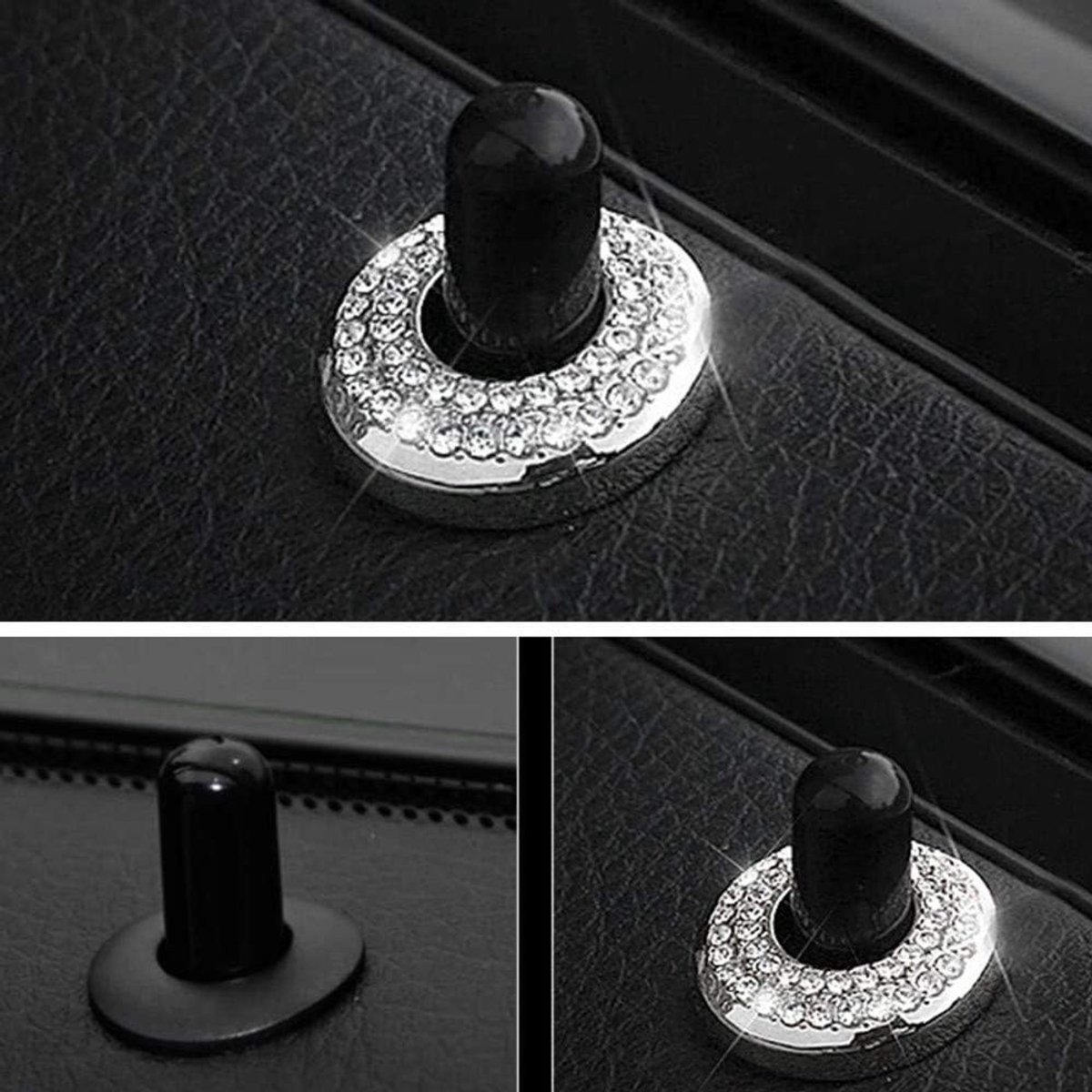 Interieur Trim Bling Accessoires Auto Deur Lock Bout staaf Decoratieve Cover Strass Decals Sticker geschikt voor Mini F54 F55 F56 F60 Cooper Clubman landgenoot 2014-2019 Countryman 2015-2018 ZILVER