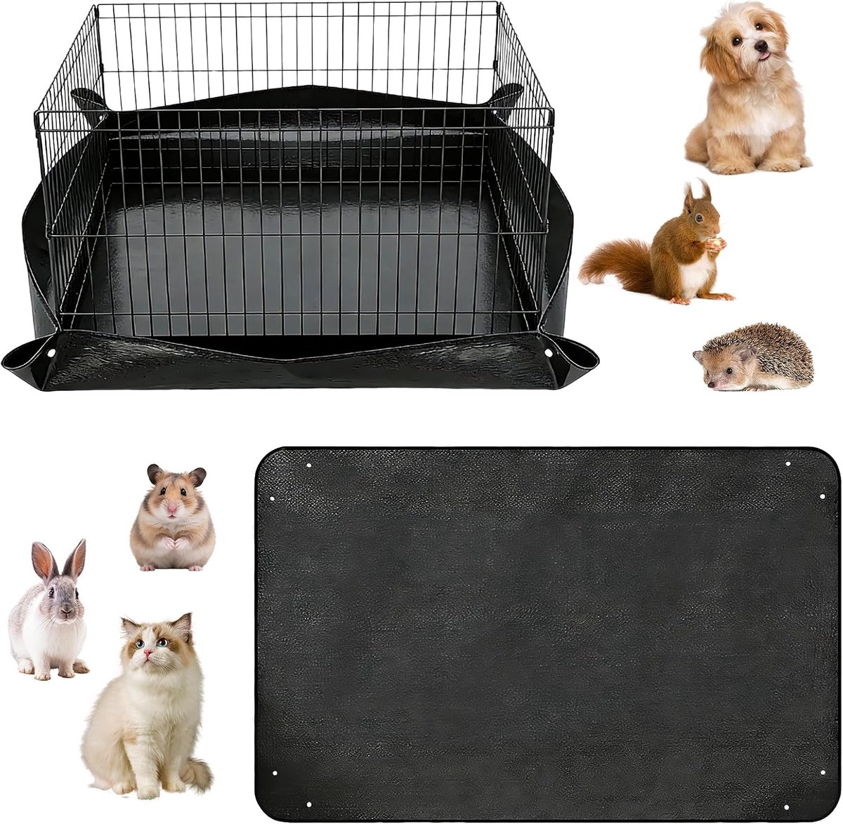 Kooiinleg voor cavia's, 150 x 100 cm, waterdichte huisdierhok, herbruikbare kleine dieren voor kooiinzetstukken, hamsters, konijnen, katten, cavia's