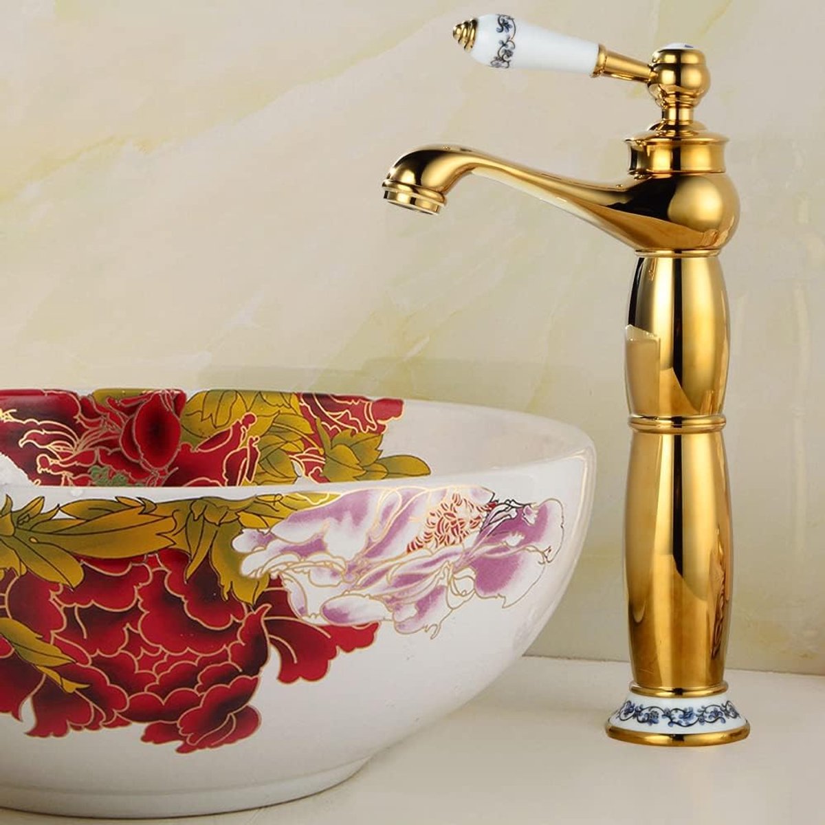 Kraan retro wastafel keuken badkamer kraan mengkraan met slangen (goud)