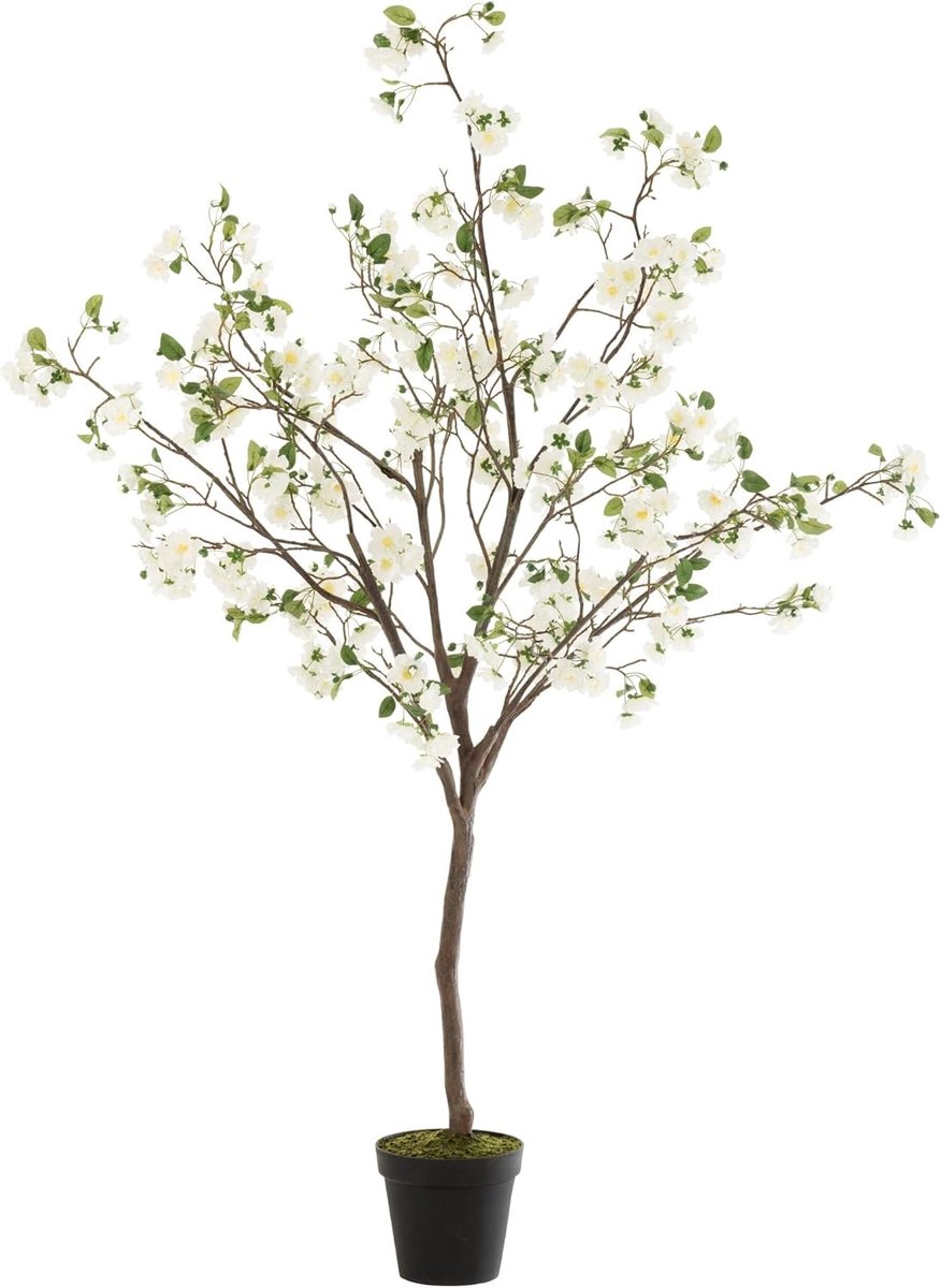 Boom van bloemen, kunststof, wit/bruin, groot