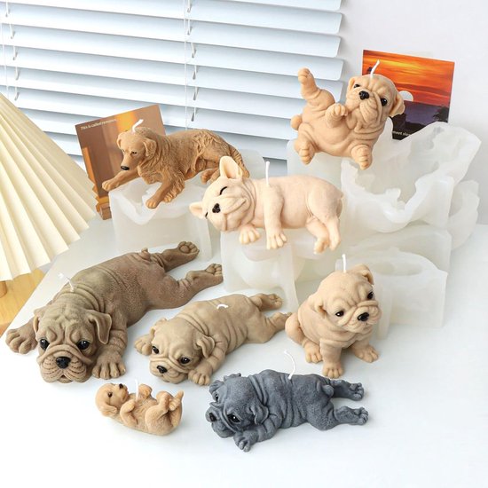 hondenvorm voor kaars, zeep, chocolade, taartdecoratie (wit, hond L) — afbeelding 3
