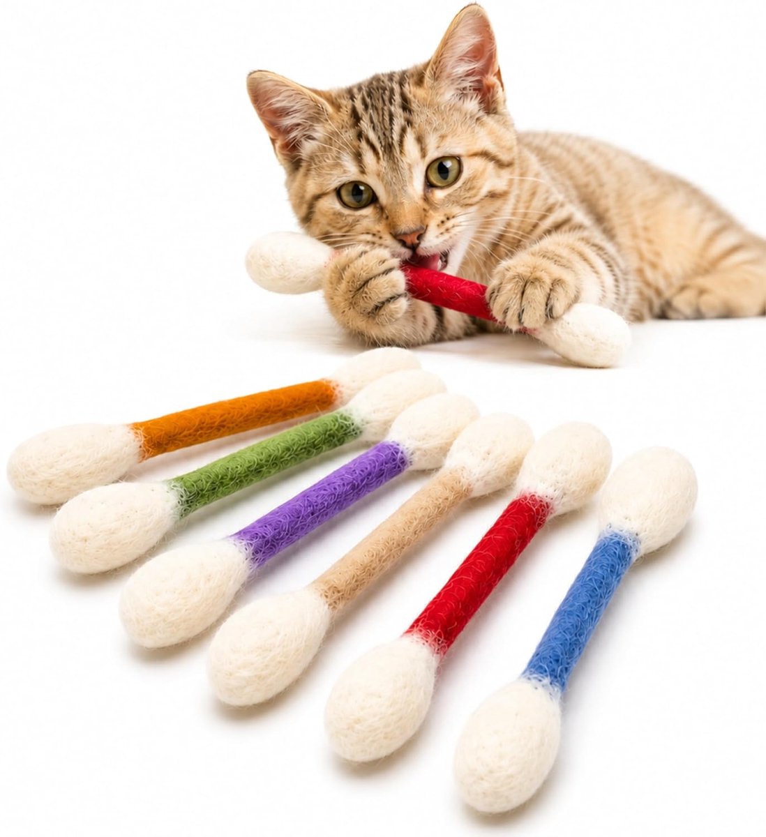 Kattenkruiden, 6 enorme wattenstaafjes, kattenspeelgoed