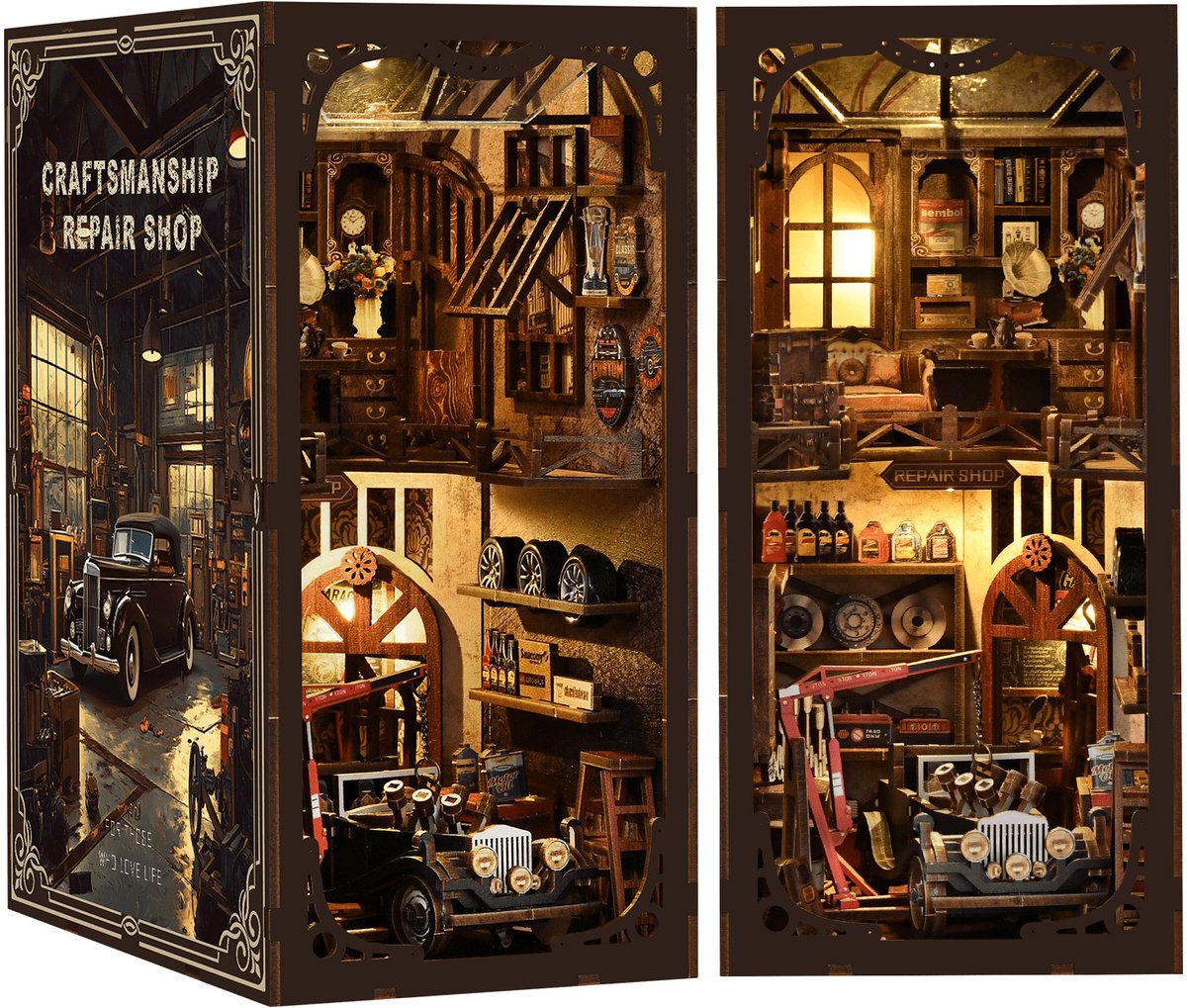 Booknook Craftsmanship Repair Shop - 3D Puzzel met Handleiding - DIY - Miniatuur Modelbouw Hout Kinderen en Volwassenen - Houten bouwpakket - Assemblr