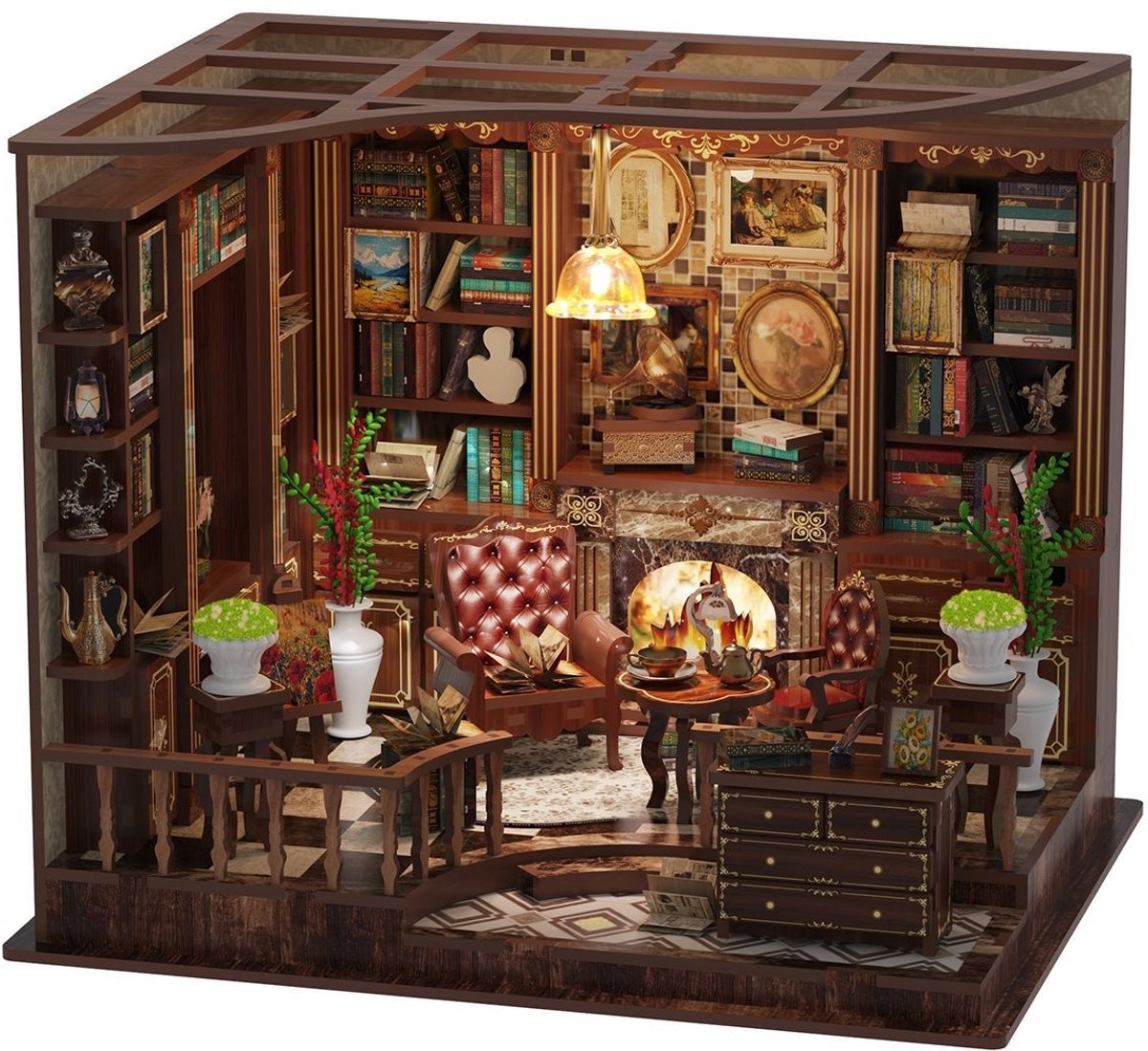 Miniatuur bouwpakket Left Bank Study - 3D Puzzel met Handleiding - DIY - Miniatuur Modelbouw Hout Kinderen en Volwassenen - Houten bouwpakket - Assemblr