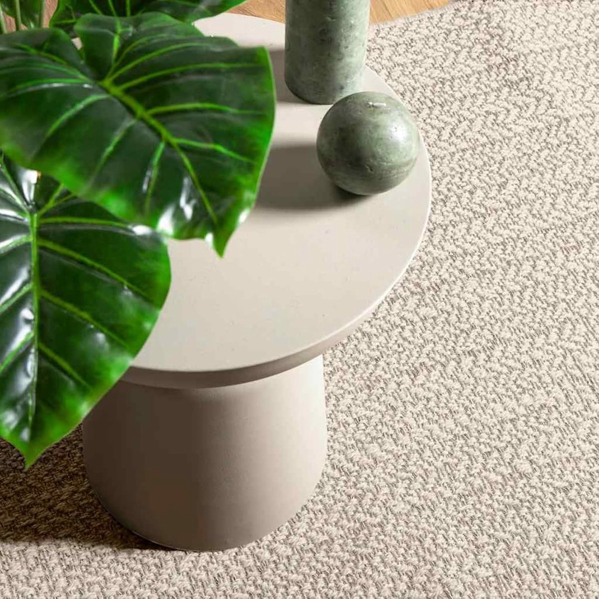 Tapijt ZIZUR Crème, 200 x 290 cm, jute look, voor binnen en buiten, uv-bestendig, antislip (met onderlaag), onderhoudsvriendelijk, voor terras, balkon, tuin, woonkamer
