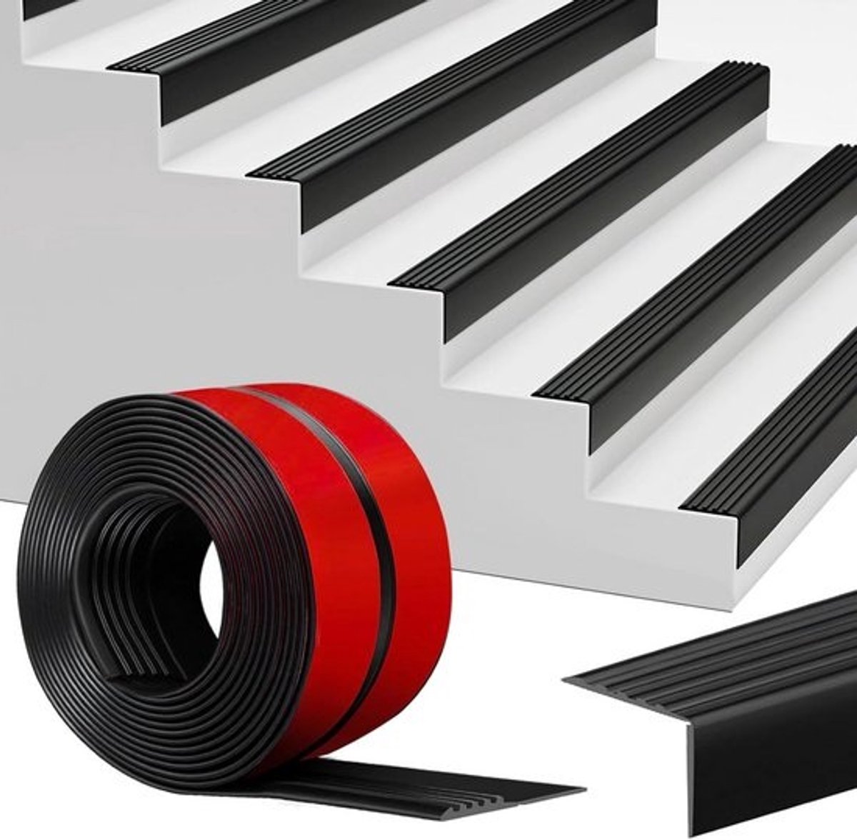 Traprandprofiel Zelfklevend - Antislip Profiel - Treden Beveiligen - Duurzaam PVC Materiaal - 4 Meter Lengte - Zwart
