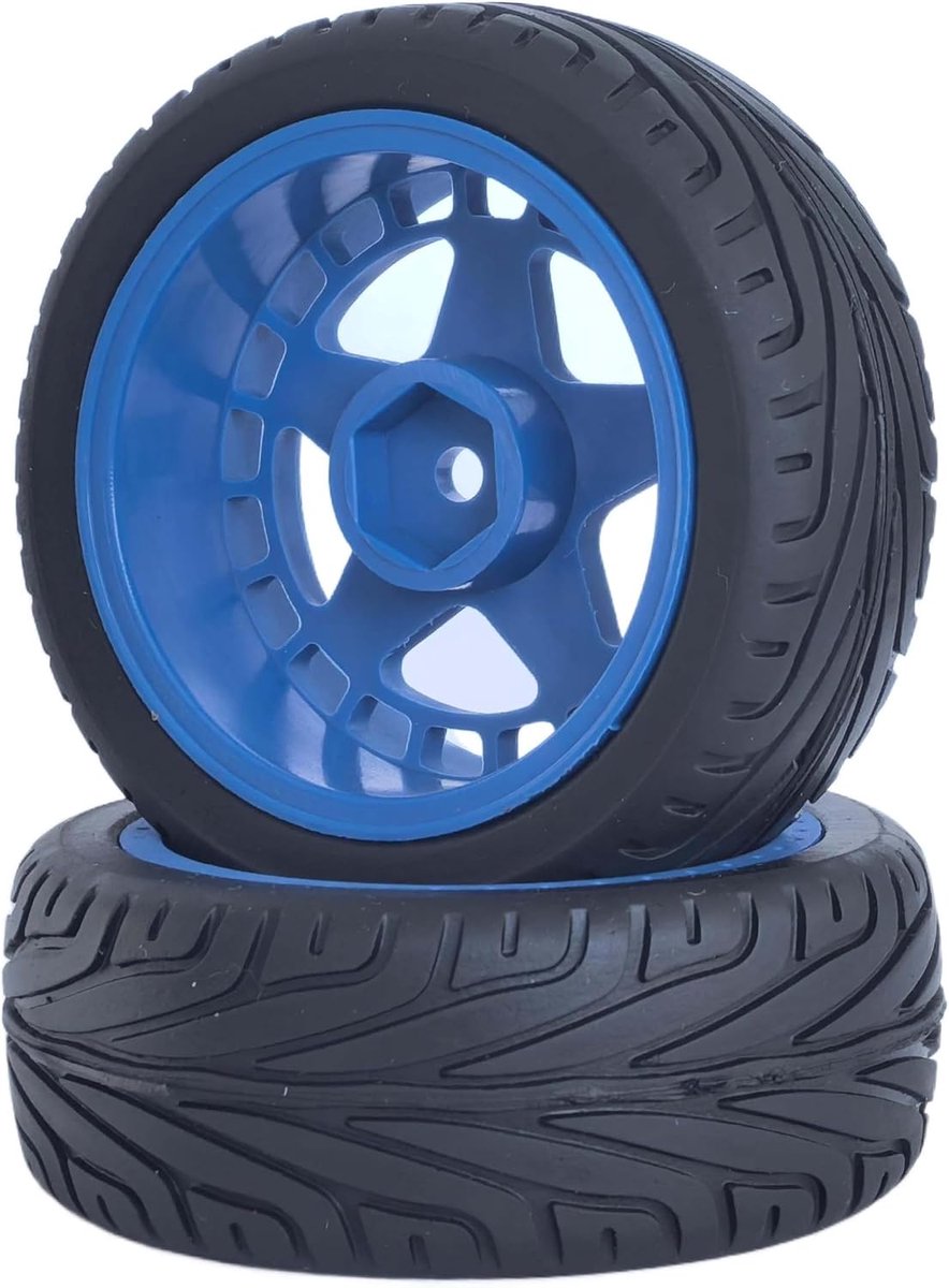 RC-auto rubberen banden en 52 mm nylon velgen voor 1/10 RC On Road Touring Racing Drift Car (A, blauw)