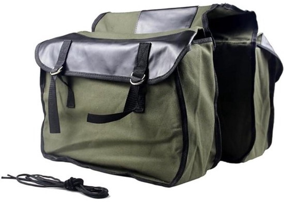 Motorfiets Zadeltassen - Motor Fietstas Canvas - Motor Bagage Vervoeren - Grote Opslagcapaciteit - 13 x 17 inch - Legergroen