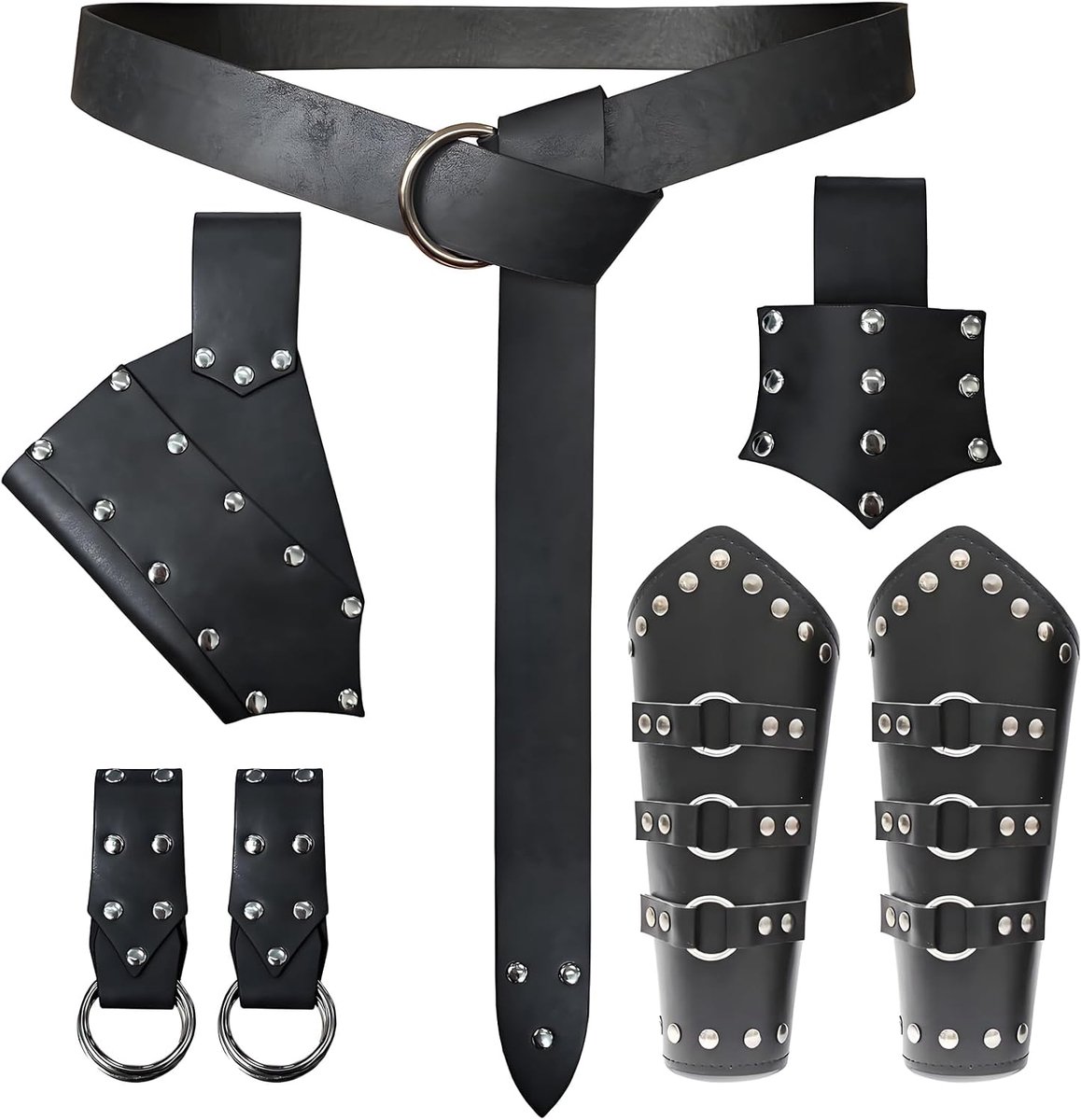 Vikingkostuum voor dames en heren, accessoireset, middeleeuws ridderkostuum met riem, zwaardhouder, armrails, Viking-kledingaccessoires voor vintage renaissance cosplay
