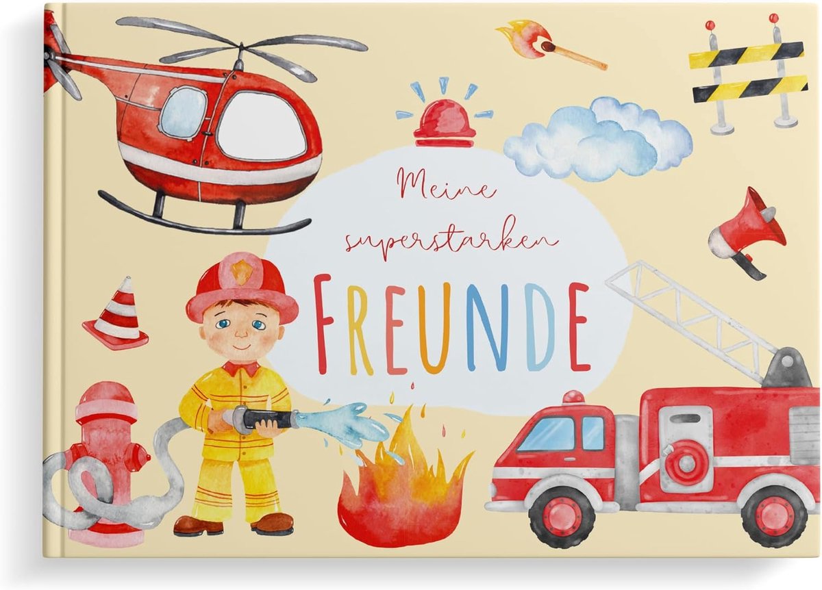 Vriendschapsalbum voor kinderen, brandweer, kleuterschool, school, jongens, vriendschapsalbum en cadeau