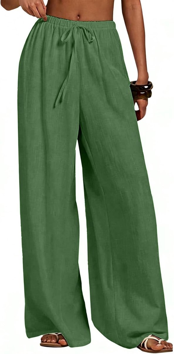 broek voor dames, zomer, elastisch, wijd, casual, palazzo-broek voor dames, elegant, los, lange werkbroek met zakken