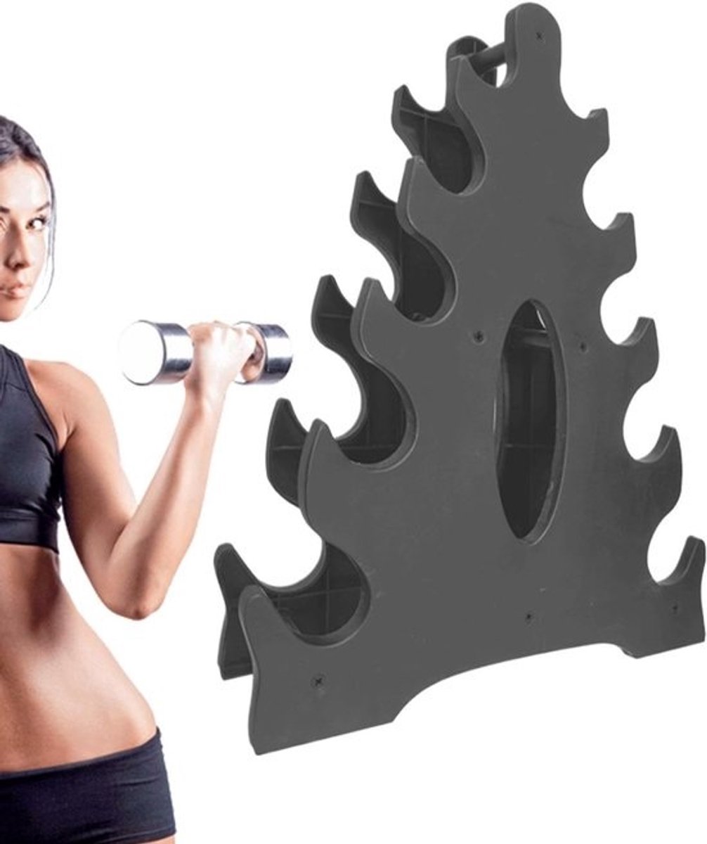 Halterrek Standaard - Gewichtenrek - Thuisgym Organiseren - Verstelbaar 5 Niveaus - Tot 30kg - Zwart