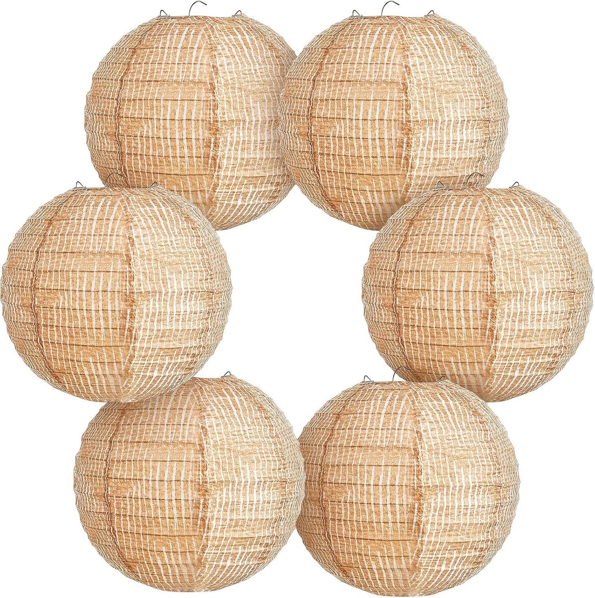 Papieren Lantaarns - Jute Patroon - 20 x 20 cm - Decoratieve Hanglampen voor Feesten en Evenementen