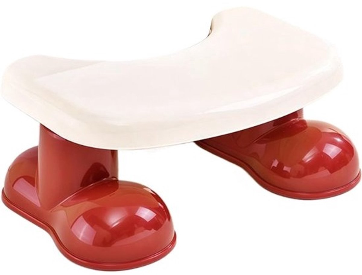 Toiletschep - Ondersteunende kruk - Badkamer comfort - Antislip oppervlak - 39.5 x 25 x 17 cm - Rood