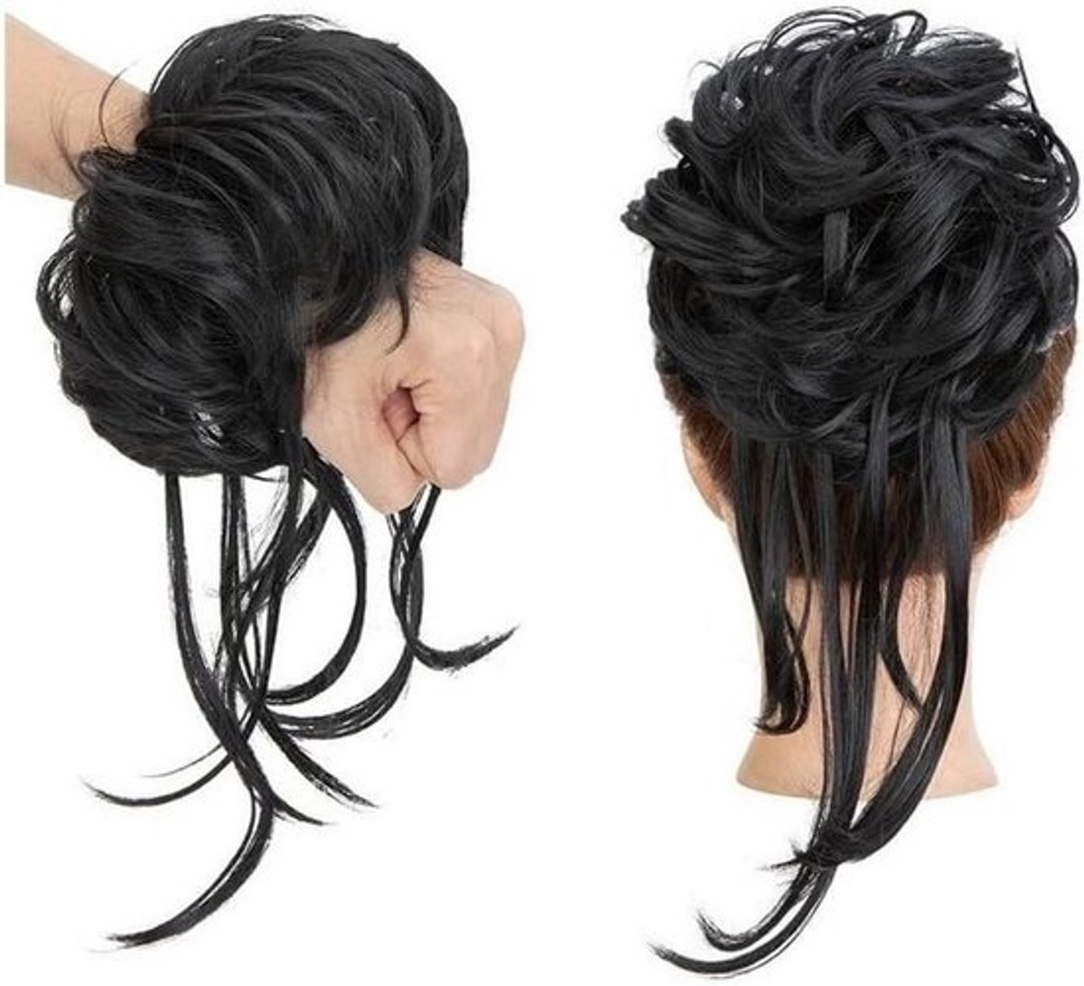 Haarstuk Rommelige Knot - Haarverlenging Krulstuk - Direct Meer Volume - Synthetische Hittebestendige Vezel - 50 g - Bruin