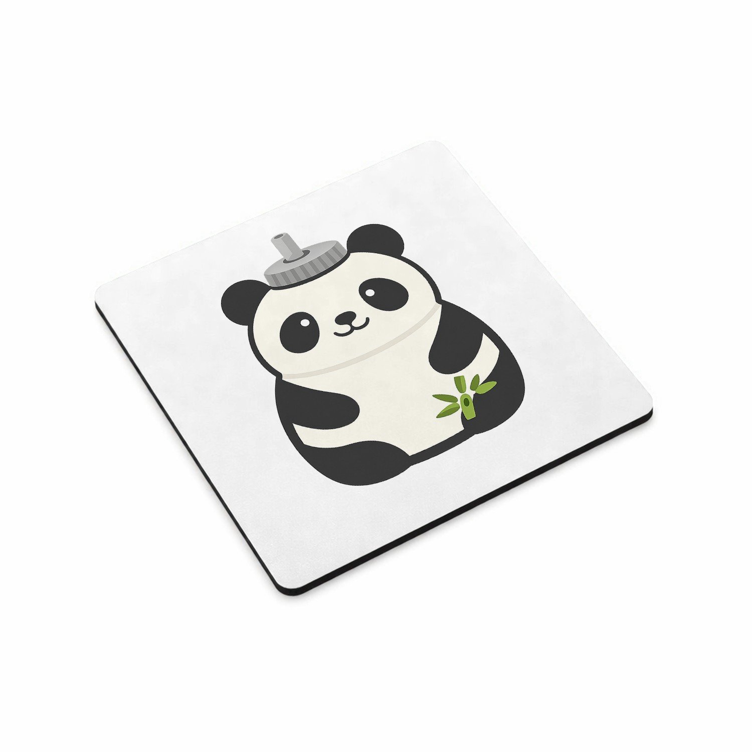 Mr Cadeautjes MDF magnetische fotolijst vierkant 9,5 - design Een vrolijke dier-bidon met dezelfde speelse productpersoonl | cadeau Wit