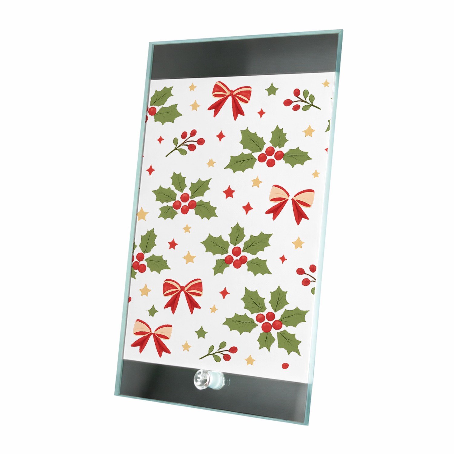 Mr Cadeautjes Glasframe 15 x 23 - design Luchtig herhaalpatroon met winterse natuurmotieven in een el | cadeau Wit