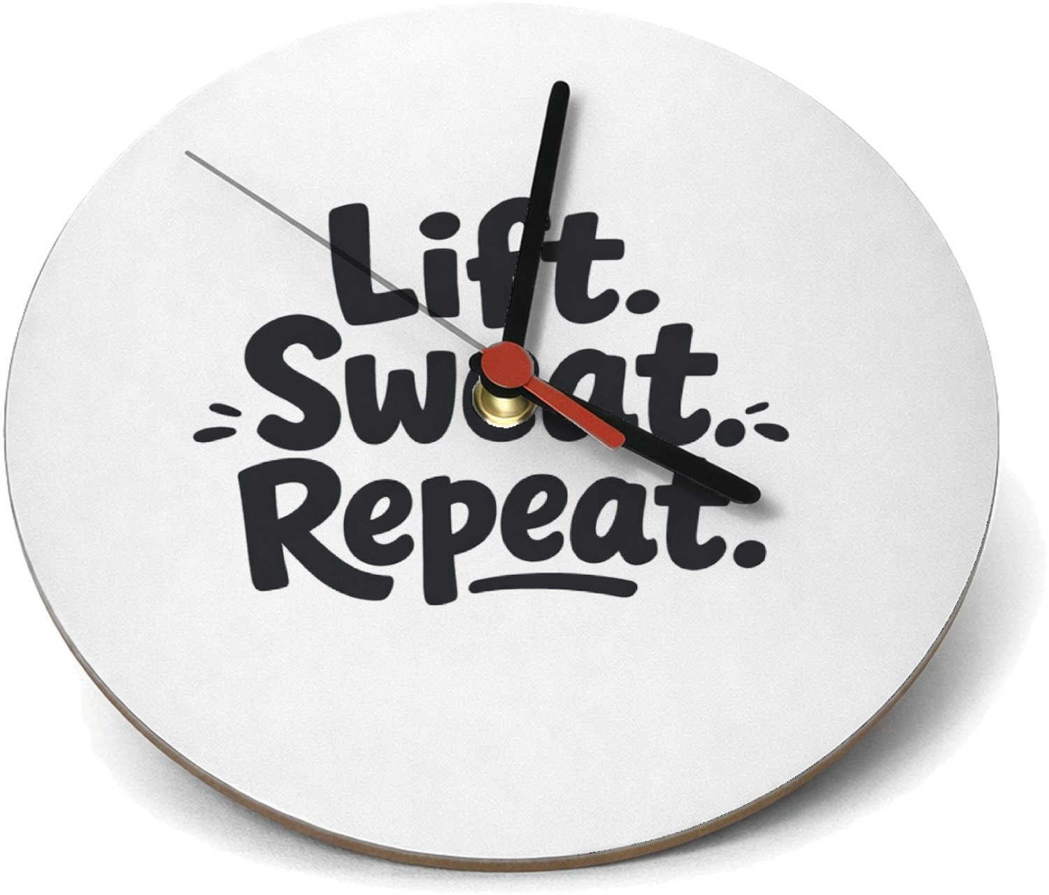 Mr Cadeautjes Klok rond Ø 19 - design Minimalistische cadeautekst met een sportieve twist | cadeau Wit