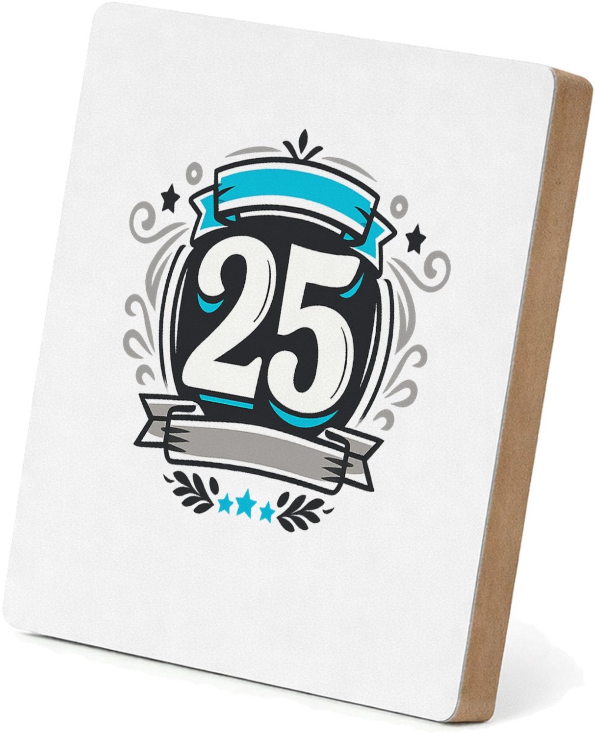 Mr Cadeautjes MDF staande fotolijst 15,2 x 15,2 - design Retro embleem met een groot jaartal en sportieve omlijsting | cadeau Wit