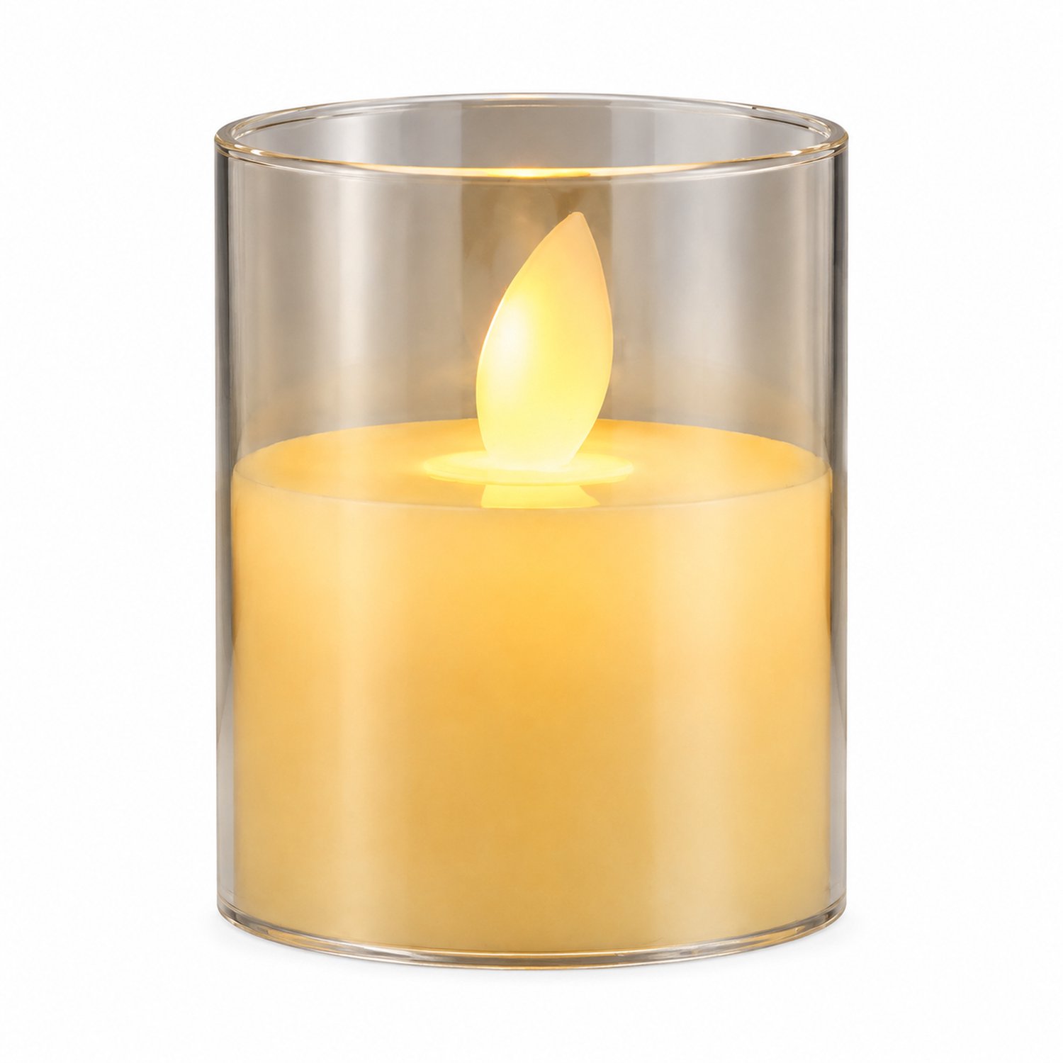 SWGOTA led kaarsen met bewegende vlam - bekermodel, Ø 7,8 x 10 cm, warm licht, op batterijen, batterijen niet inbegrepen Crème