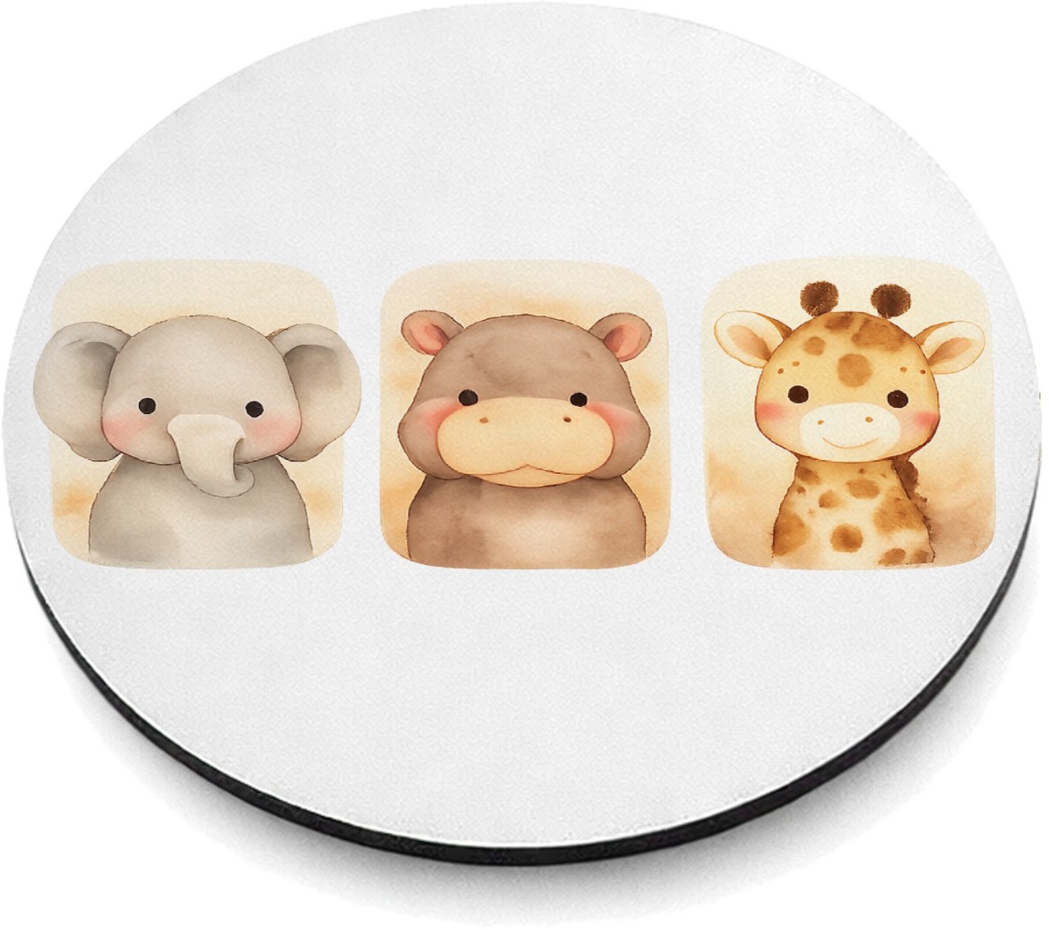 Mr Cadeautjes MDF magnetische fotolijst rond Ø 9,5 - design Safari duo in afgeronde panelen | cadeau Wit