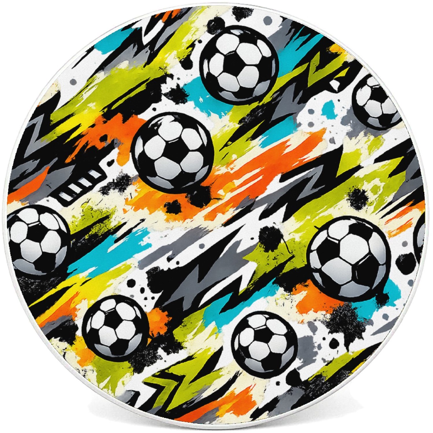 Mr Cadeautjes Tegel rond Ø 20 cm - design Neon basketbal-energieprint met dynamische beweging en score | cadeau Wit