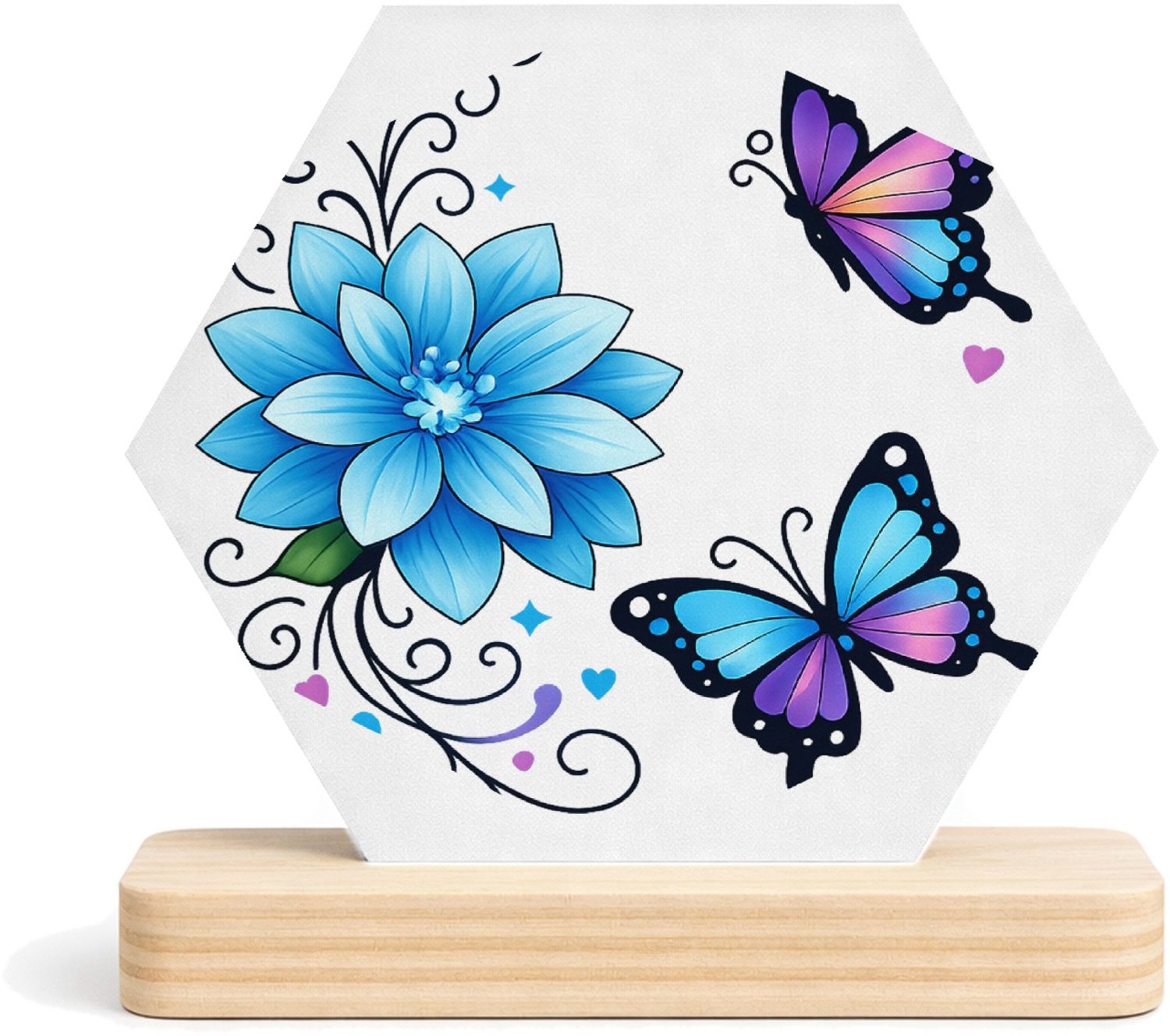 Mr Cadeautjes MDF fotolijst/inleg hexagon 14 x 13 - design Een warme, verticale quote-compositie met zachte botanische | cadeau Wit